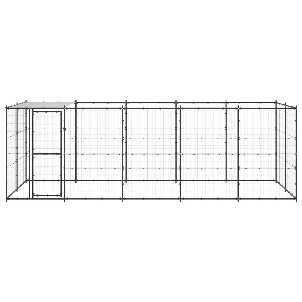 vidaXL Hondenkennel met dak 12,1 m² staal