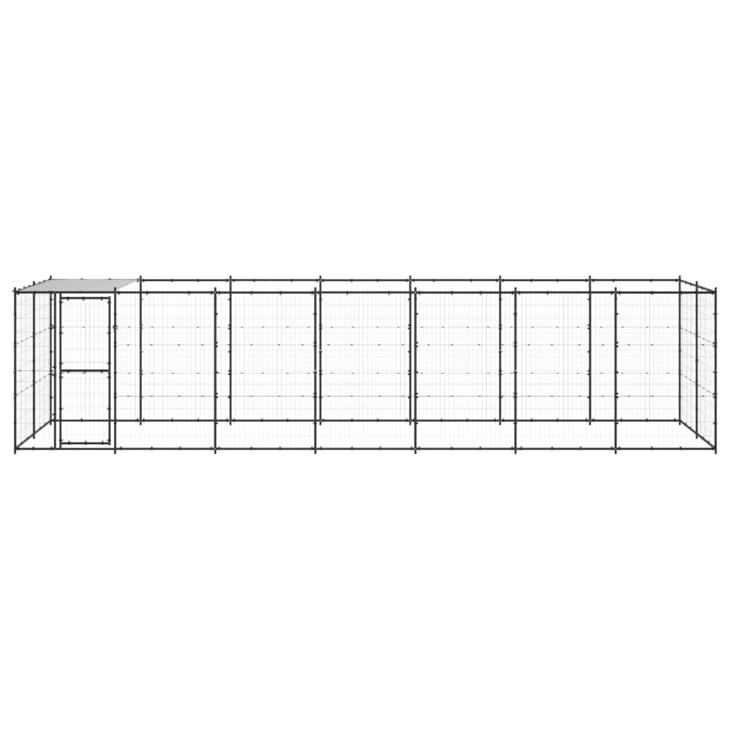 vidaXL Hondenkennel met dak 16,94 m² staal