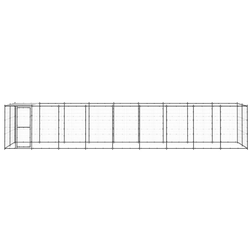 vidaXL Hondenkennel met dak 21,78 m² staal
