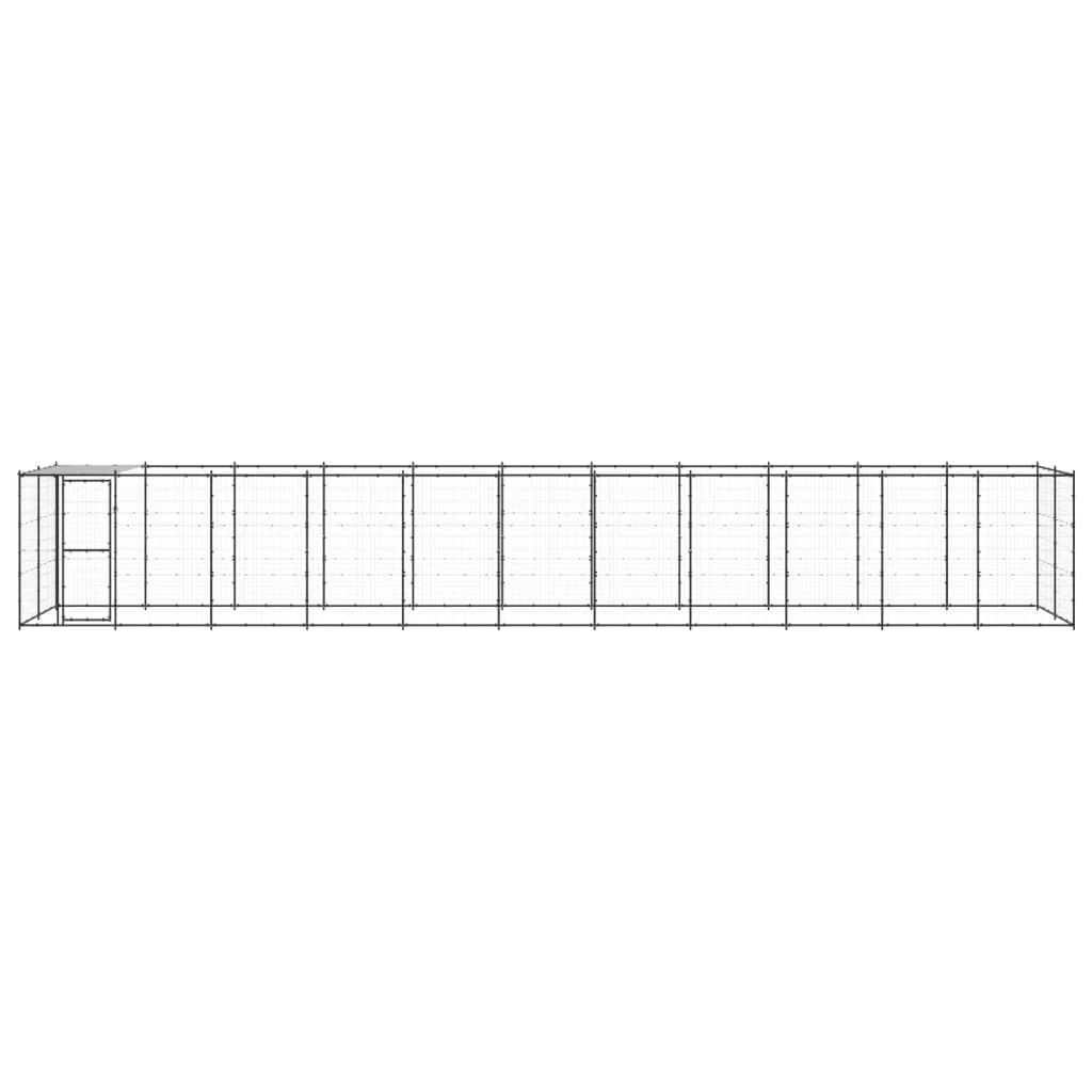vidaXL Hondenkennel met dak 26,62 m² staal