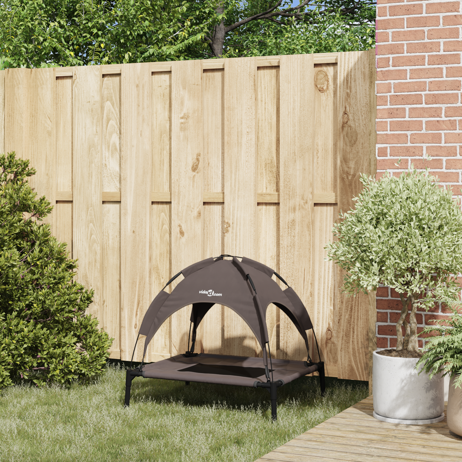 vidaXL Verhoogd Hondenbed Bruin Metaal 76 x 62 x 70.5 cm Inklapbaar