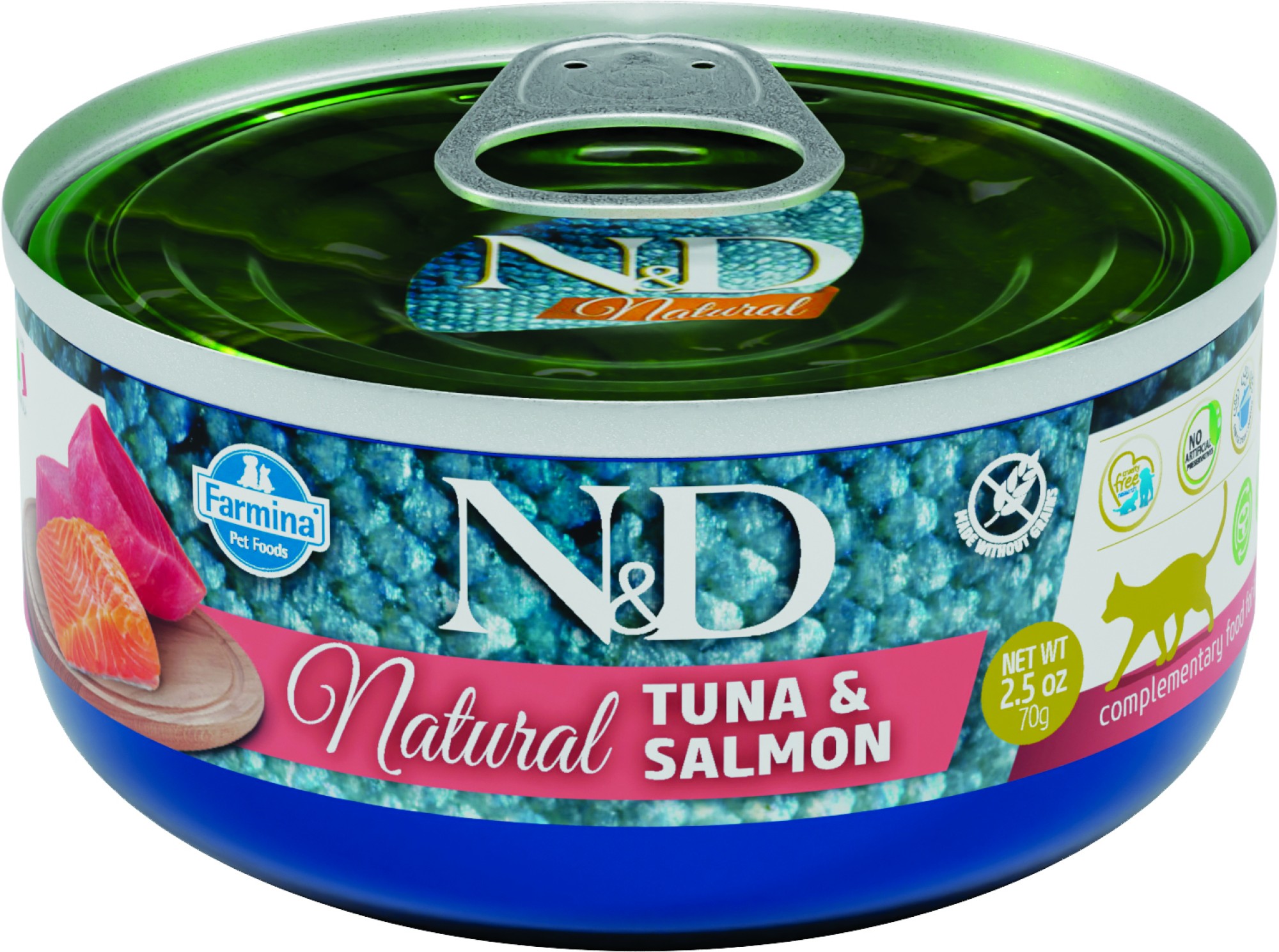 N&D Natural natvoeding voor de kat Tonijn met Zalm 70 gr. - per 24 stuks