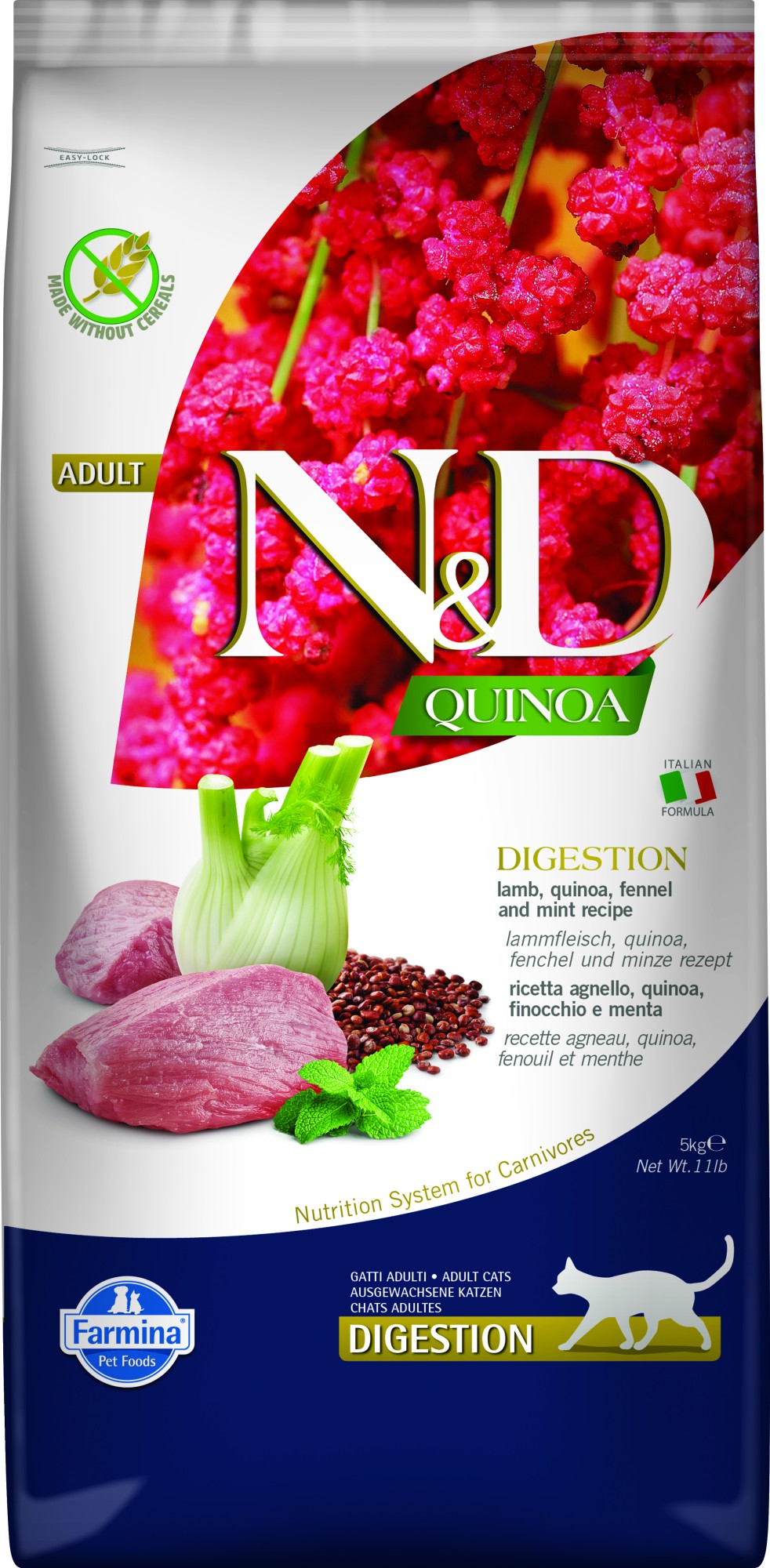 N&D Quinoa kattenvoeding Digestion Lam 5 kg