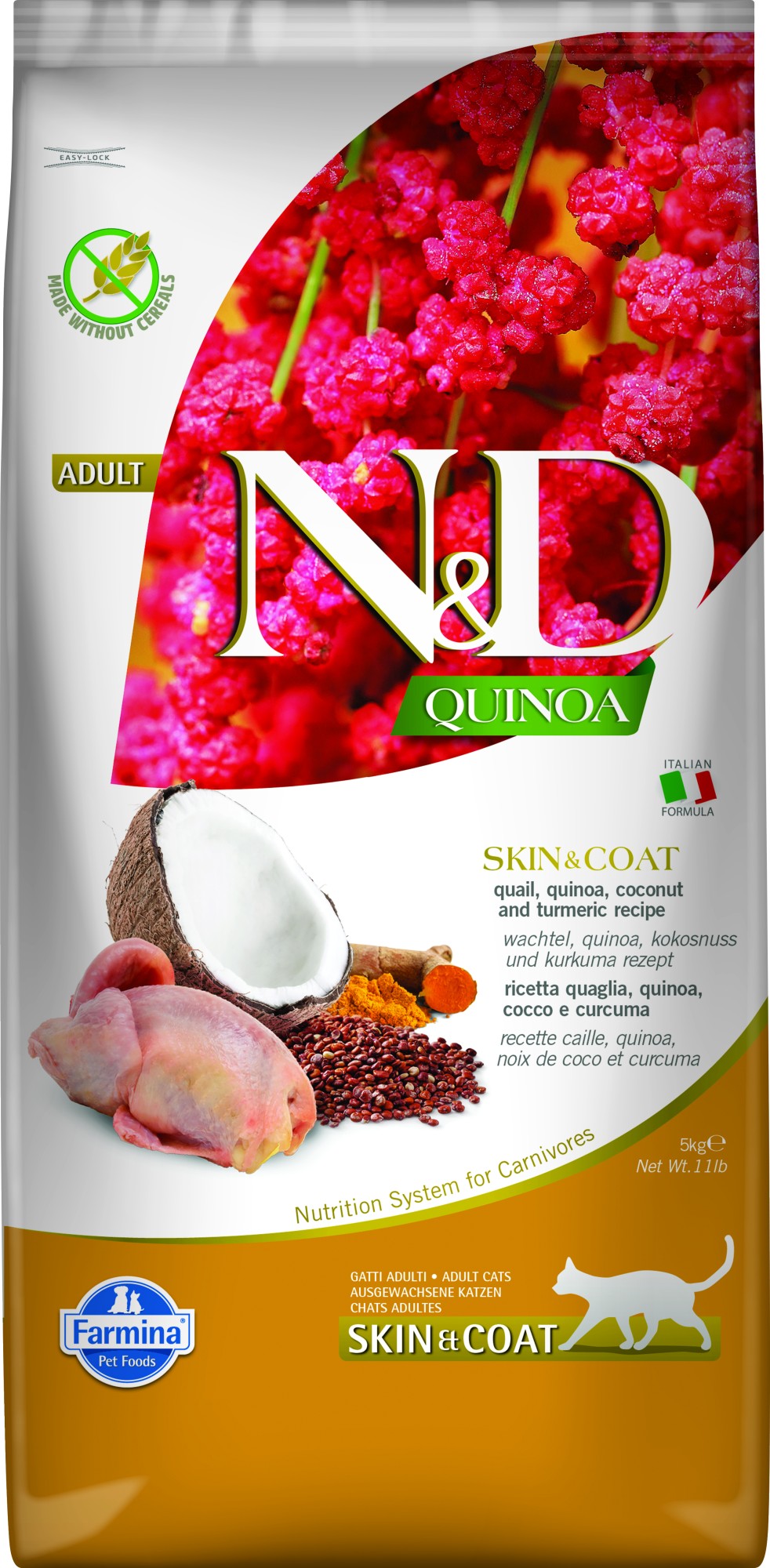 N&D Quinoa kattenvoeding Skin&Coat Kwartel 5 kg