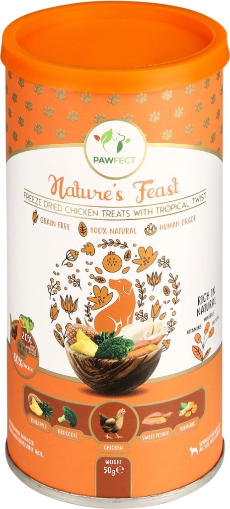 Pawfect Freeze Dried hondensnack Kip en Tropical Twist 50 gr.