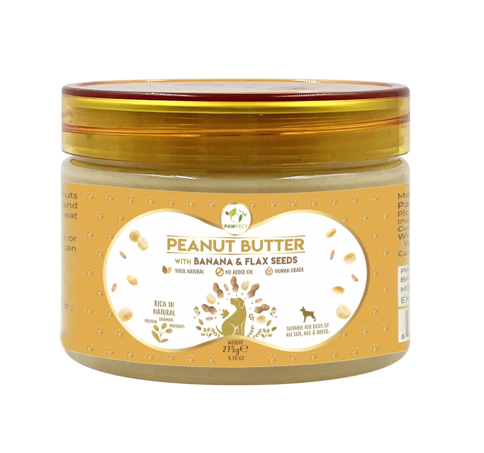 Pawfect Pindakaas voor de hond Banaan&Lijnzaad 275 gr.