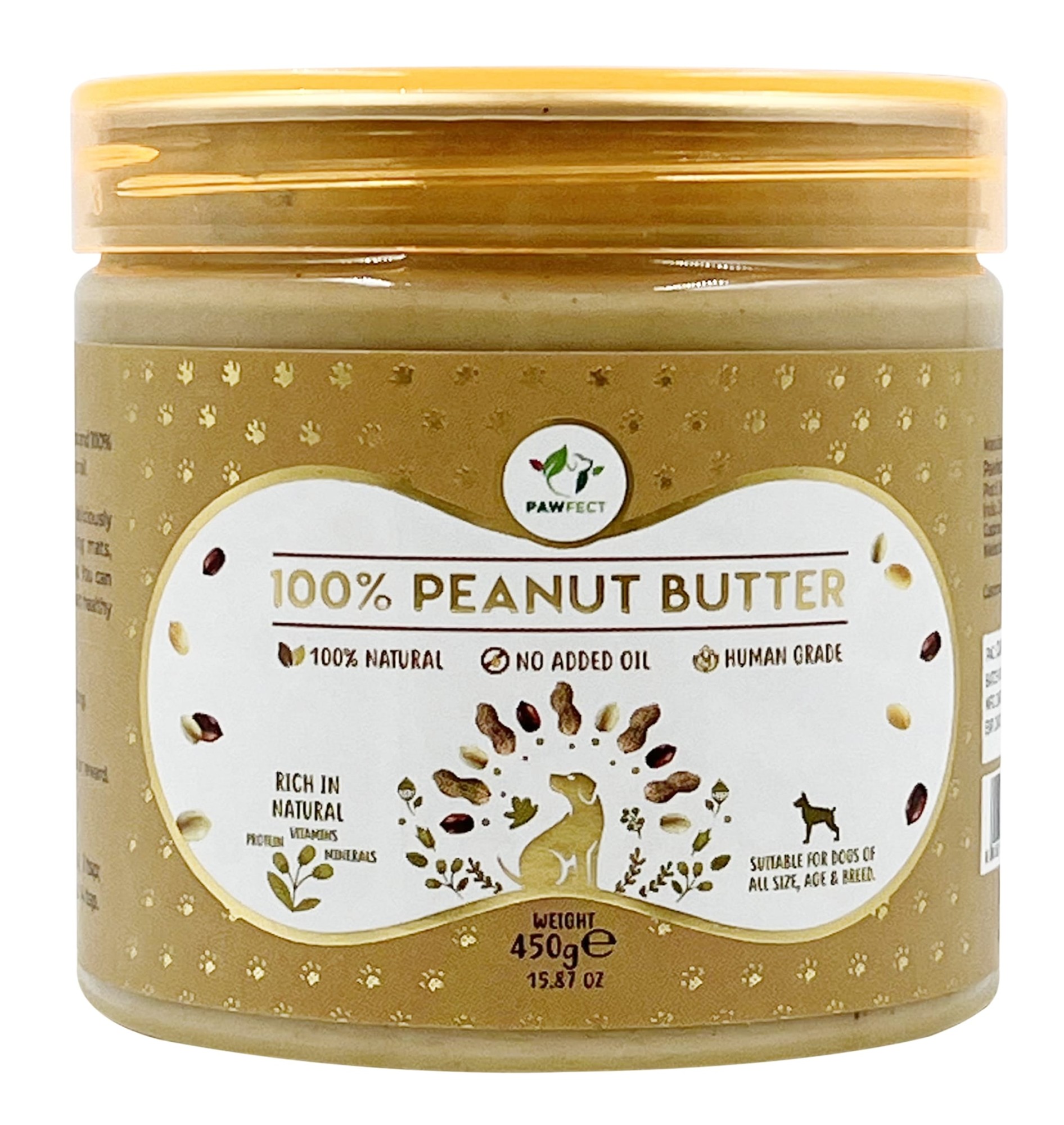 Pawfect Pindakaas voor de hond Naturel 450 gr.