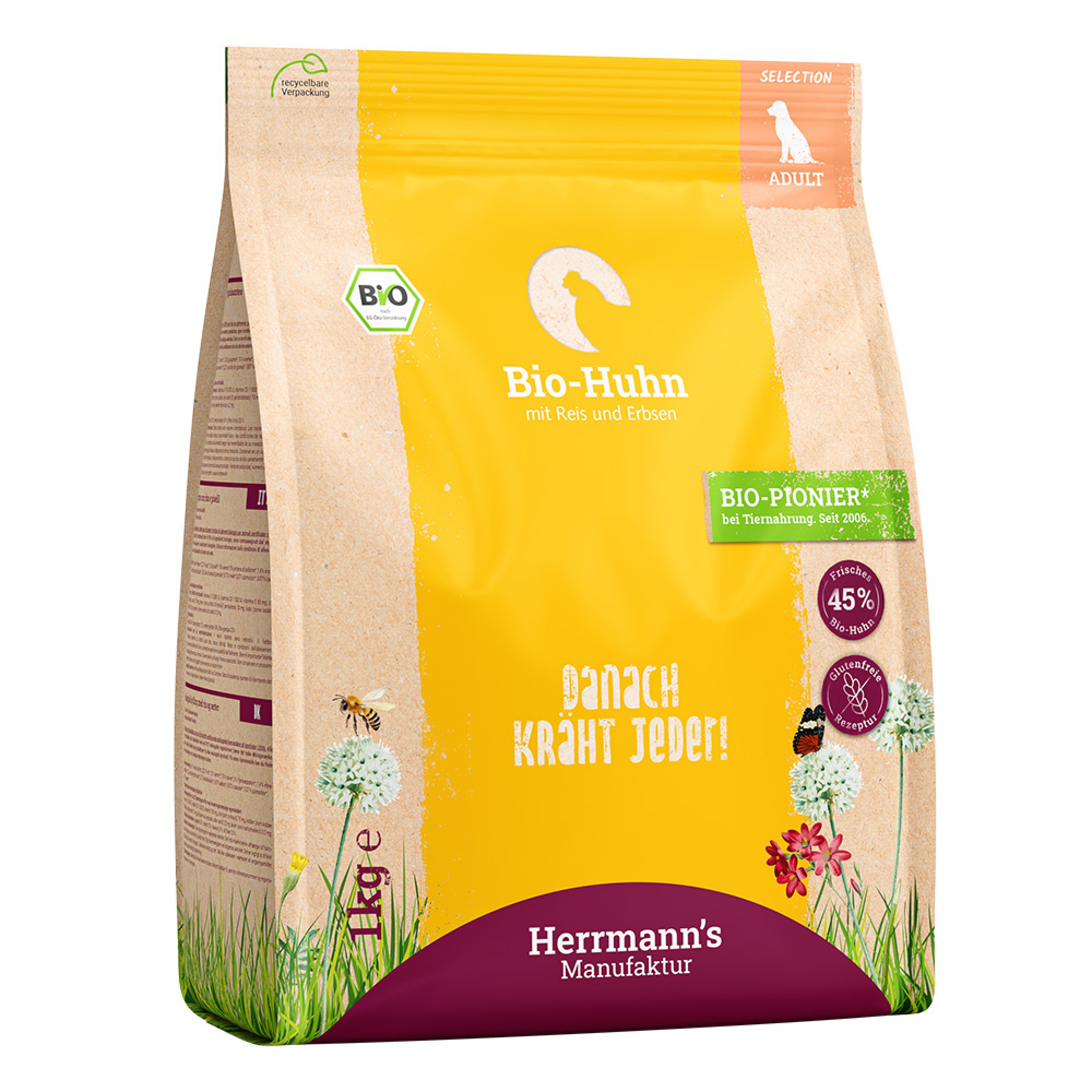 HERRMANNS hondenvoeding Biologische kip 1 kg