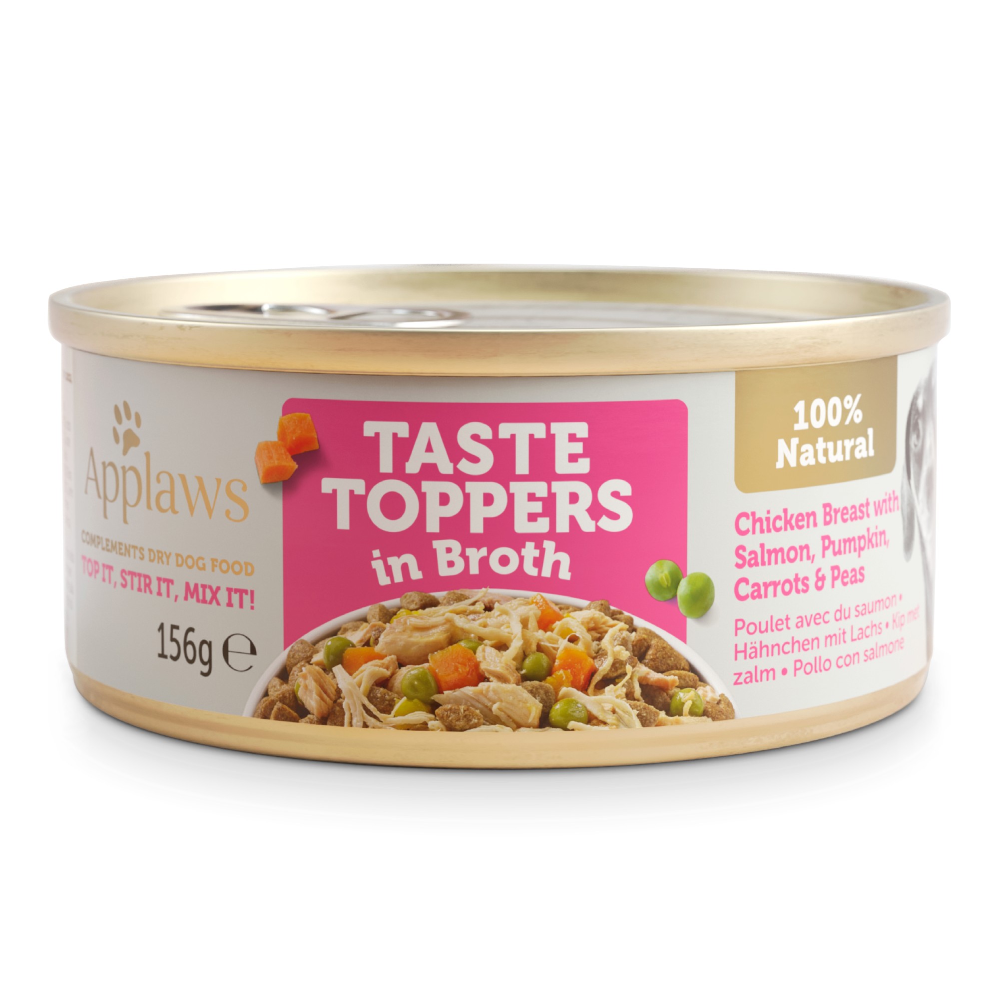 Applaws Dog Taste Toppers Kip met zalm in bouillon 156 gr. - per 12 stuks