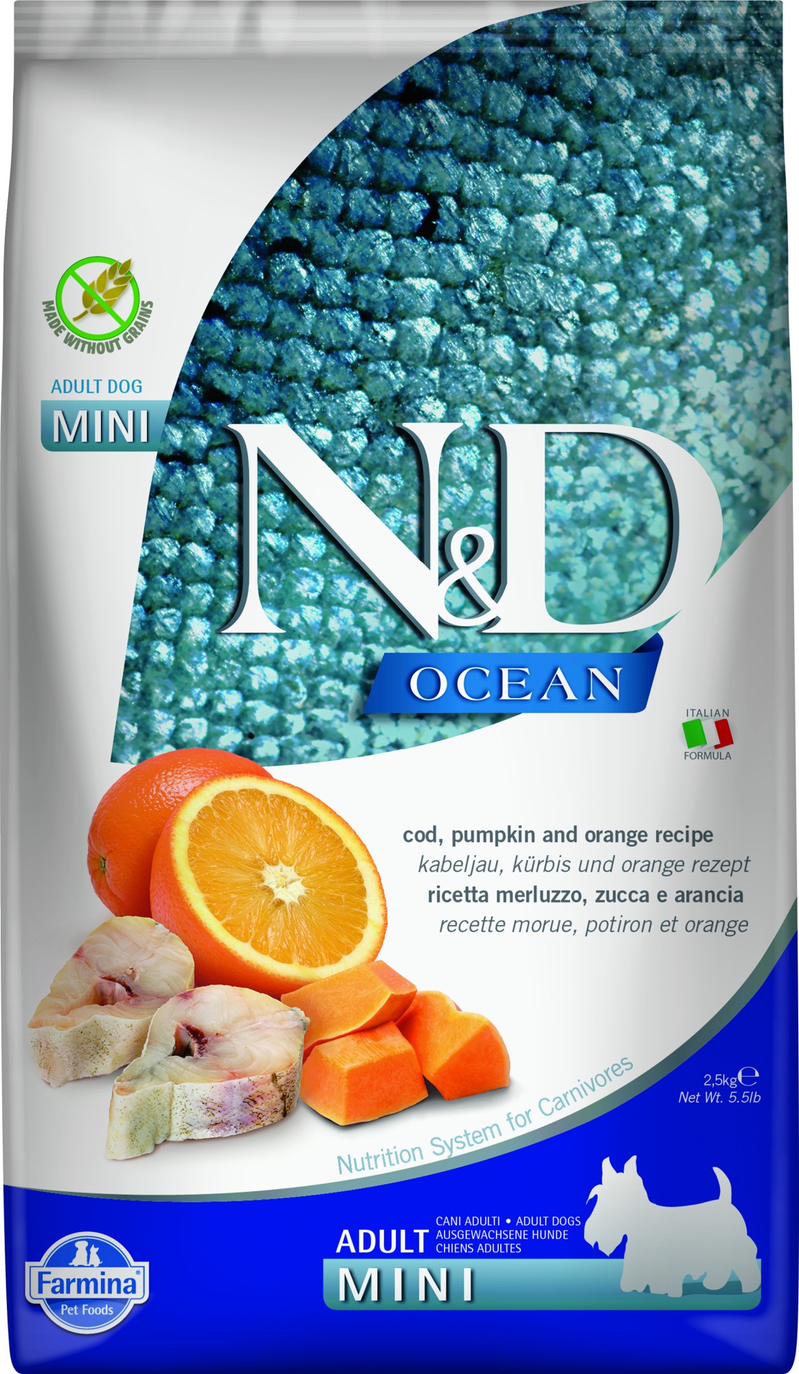 N&D Ocean hondenvoeding Kabeljauw met Pompoen small breed 2,5 kg