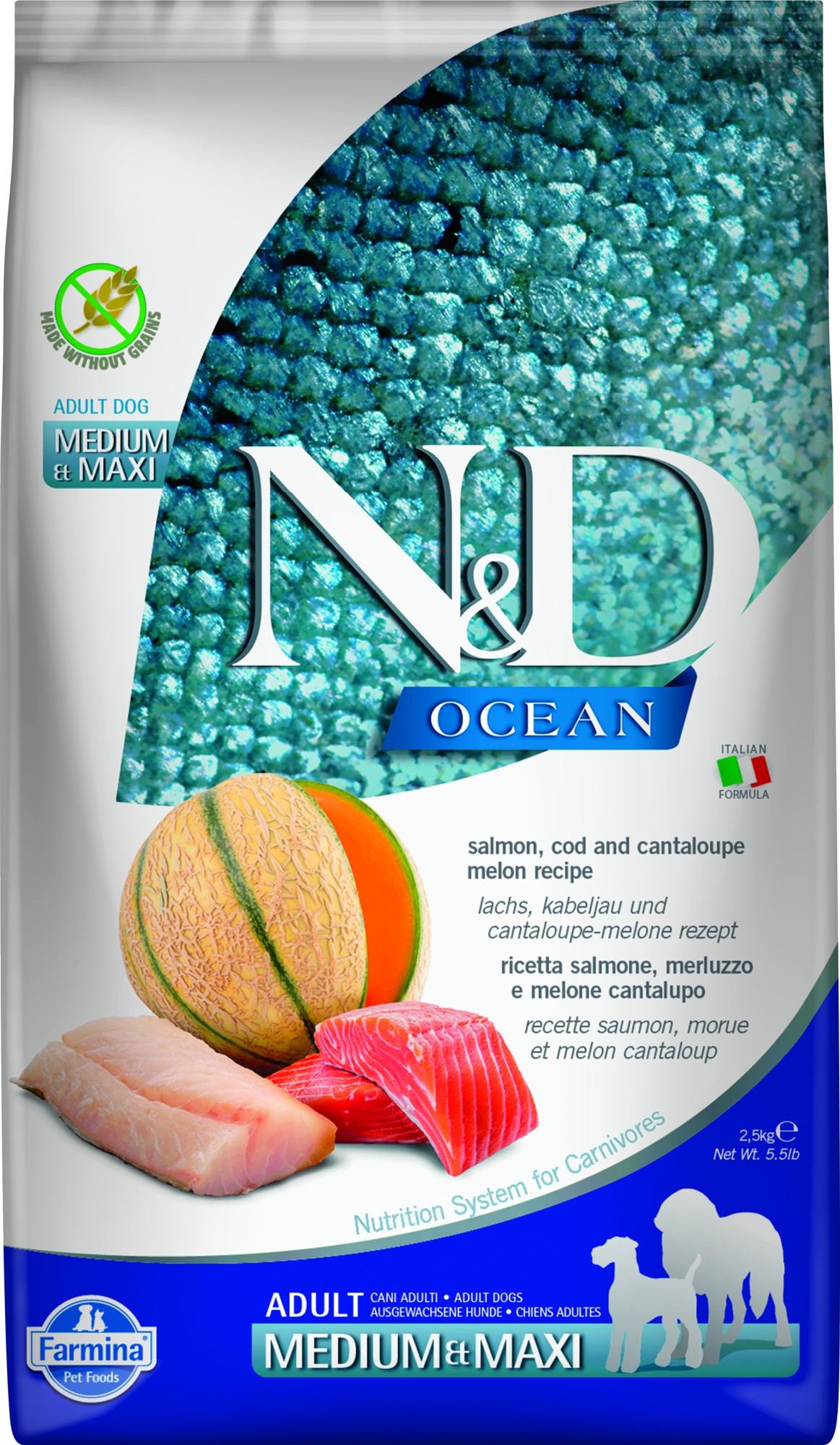 N&D Ocean hondenvoeding Zalm medium/maxi 2,5 kg