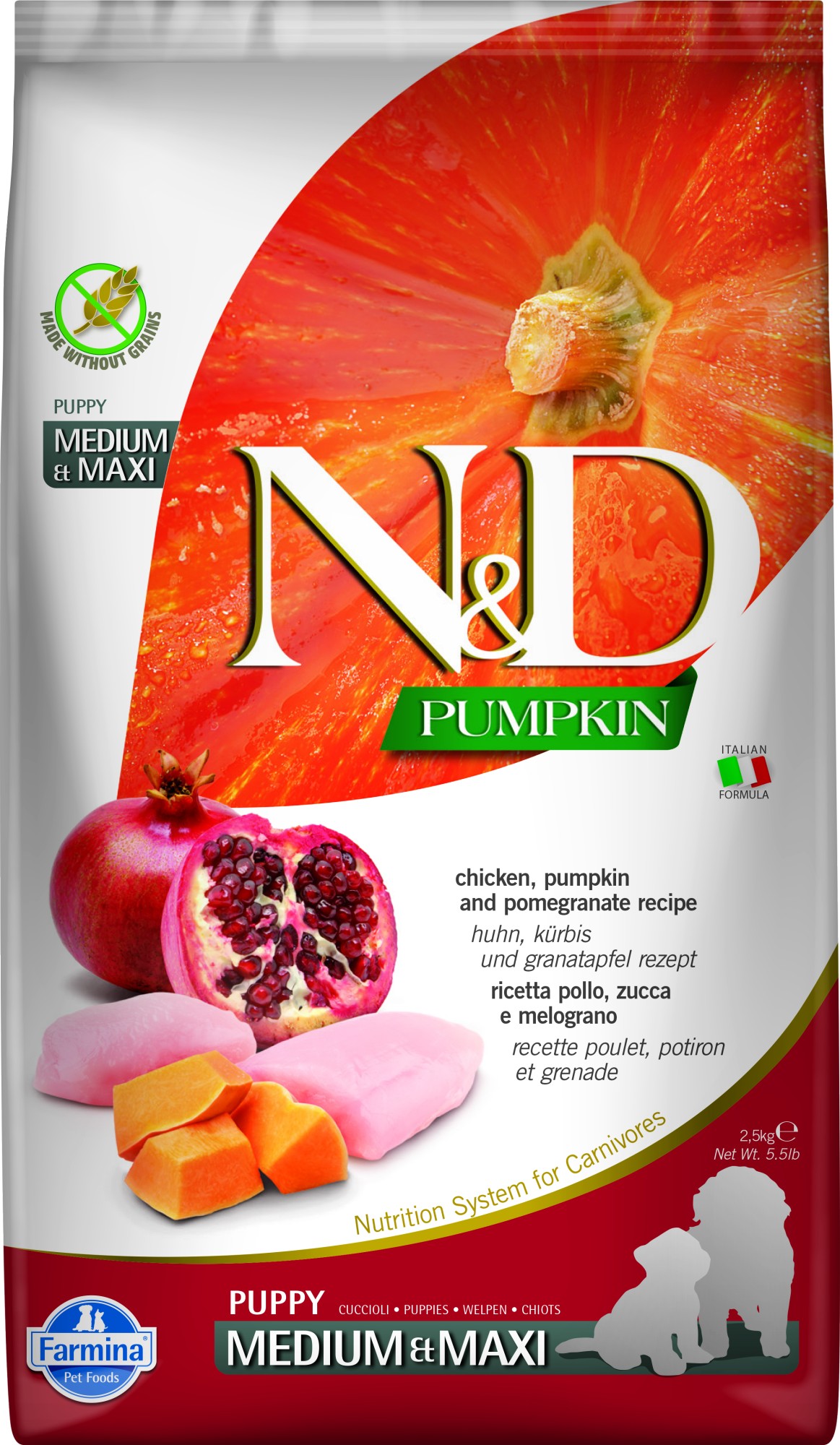 N&D Pumpkin puppyvoeding Kip medium/maxi 2,5 kg