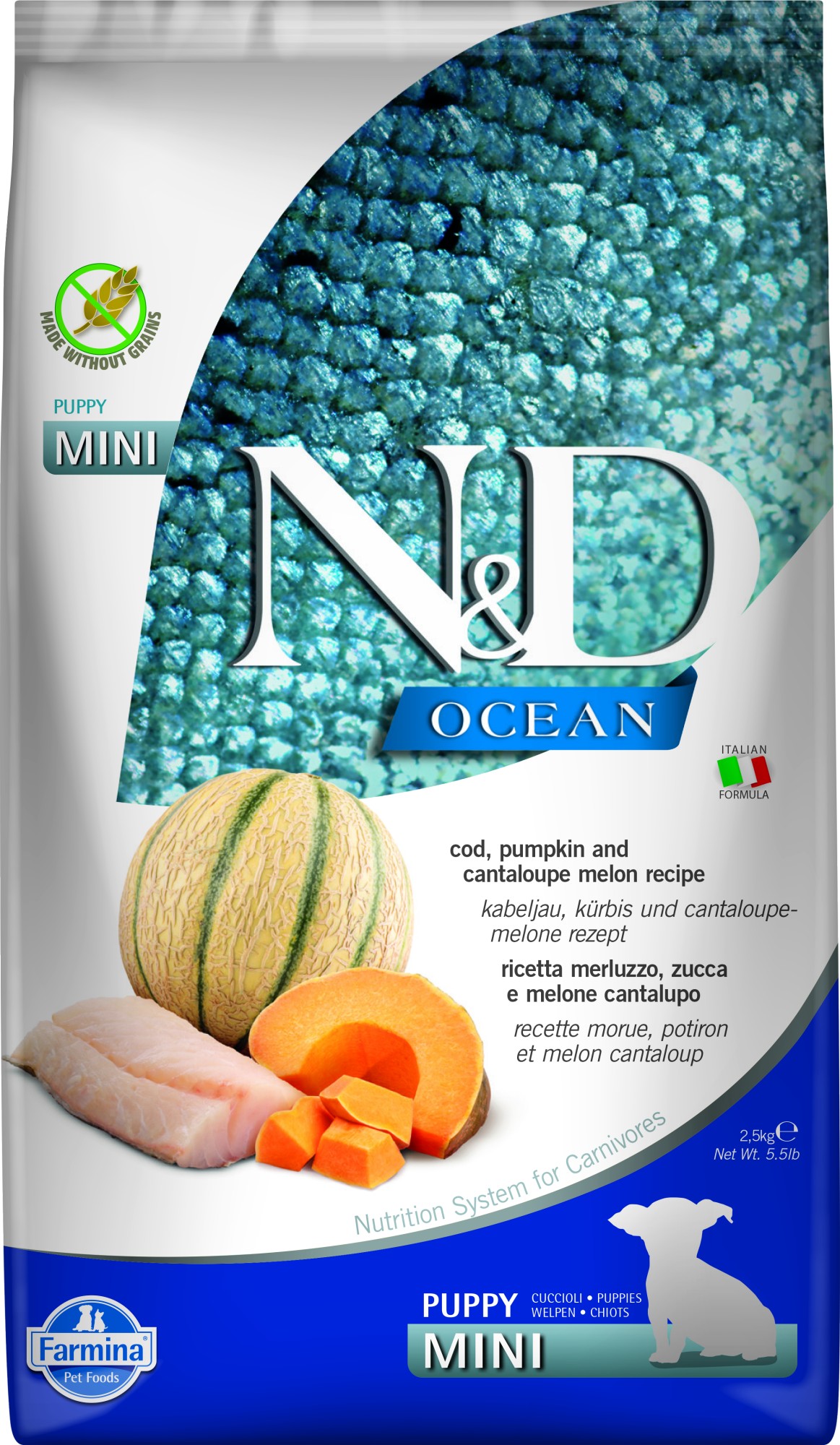 N&D Ocean Puppyvoeding Kabeljauw met Pompoen small breed 2,5 kg