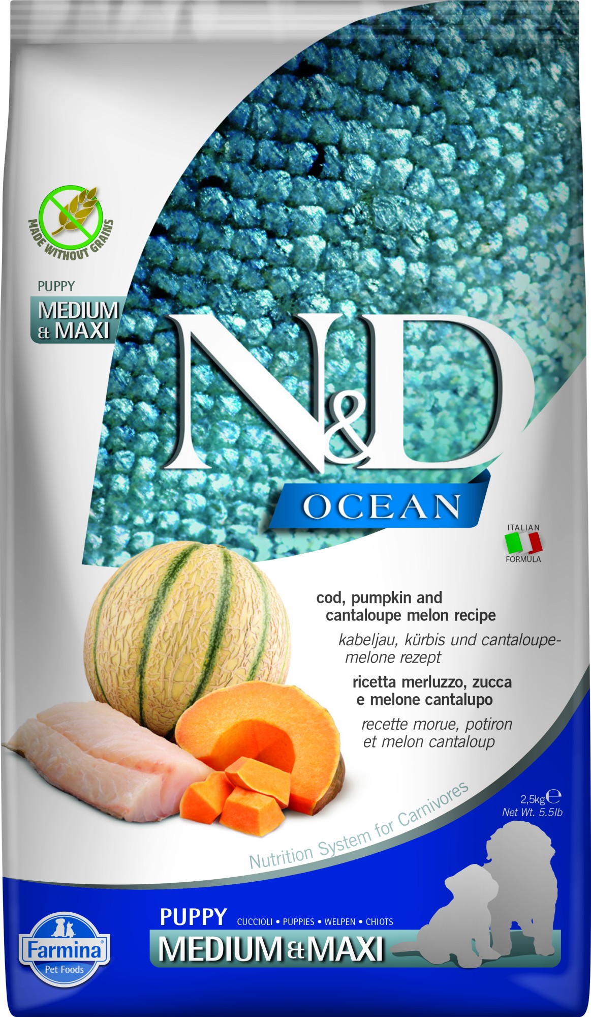 N&D Ocean Puppyvoeding Kabeljauw met Pompoen medium/maxi 2,5 kg