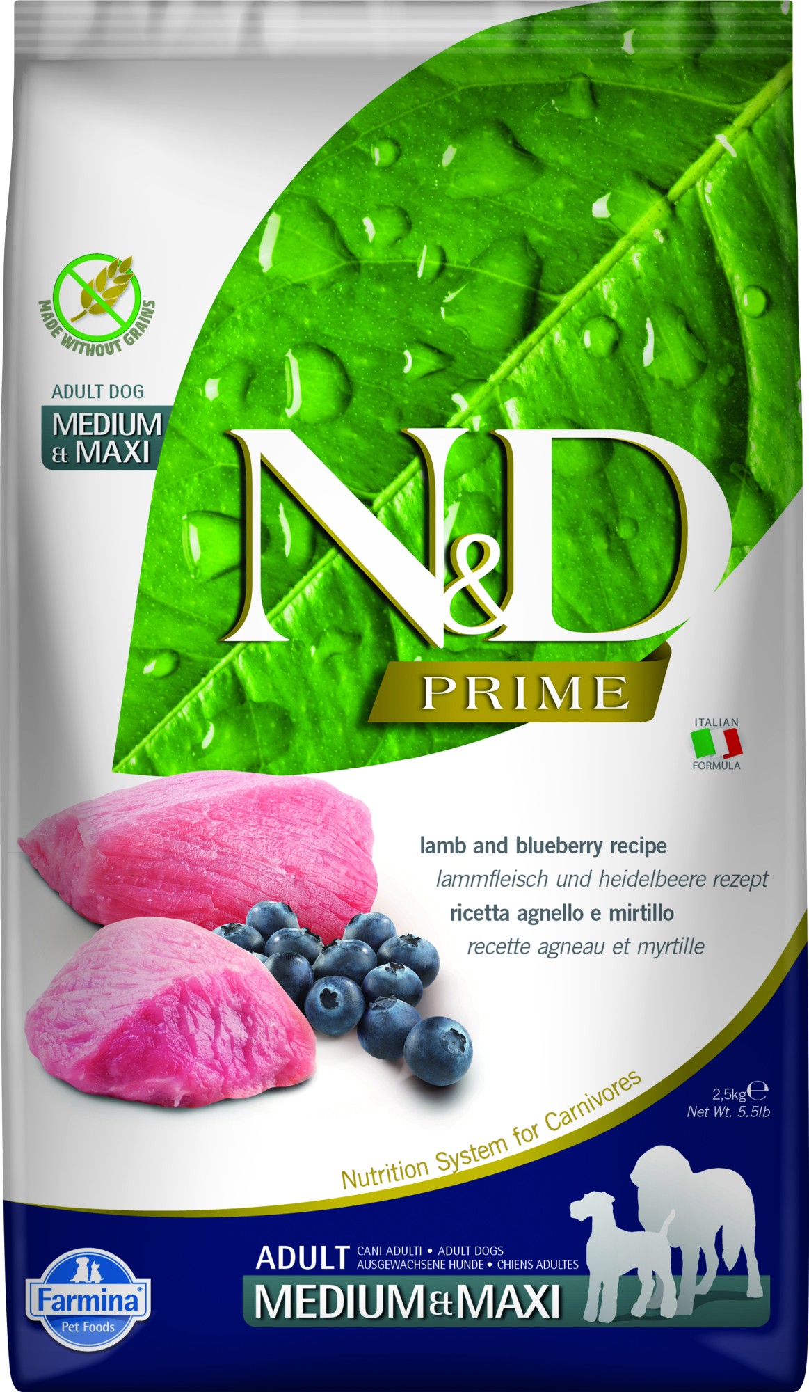 N&D Prime hondenvoeding Lam medium/maxi 2,5 kg