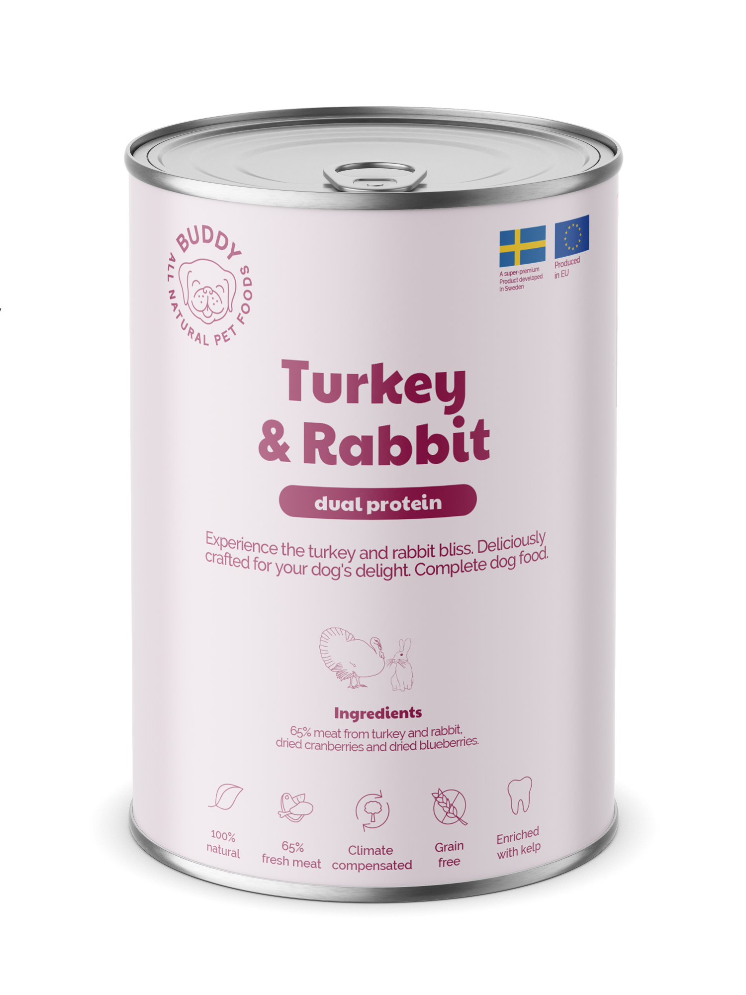 BUDDY natvoeding Turkey&Rabbit 400 gr. - per 6 stuks