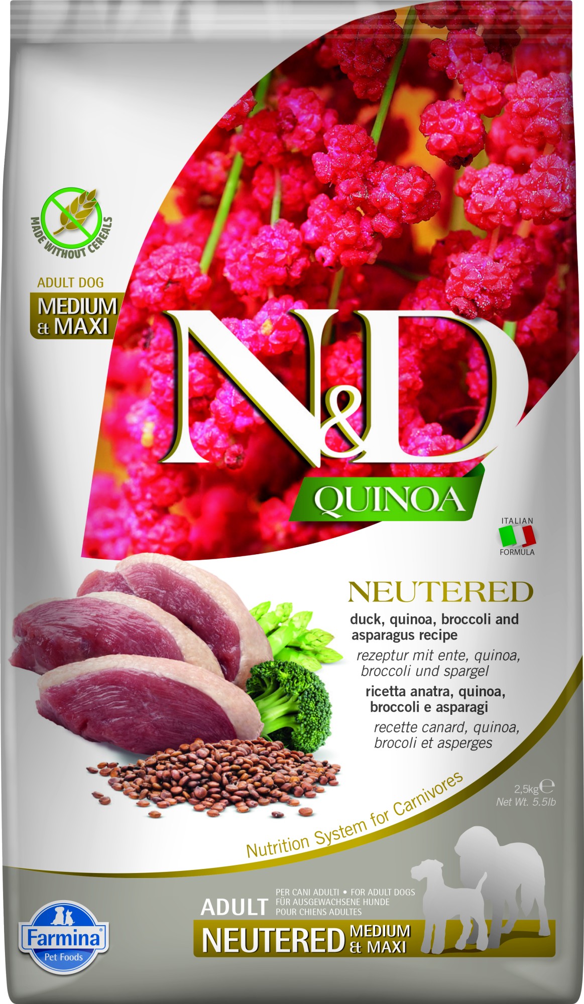 N&D Quinoa voeding voor de Gecastreerde Hond medium/maxi 2,5 kg
