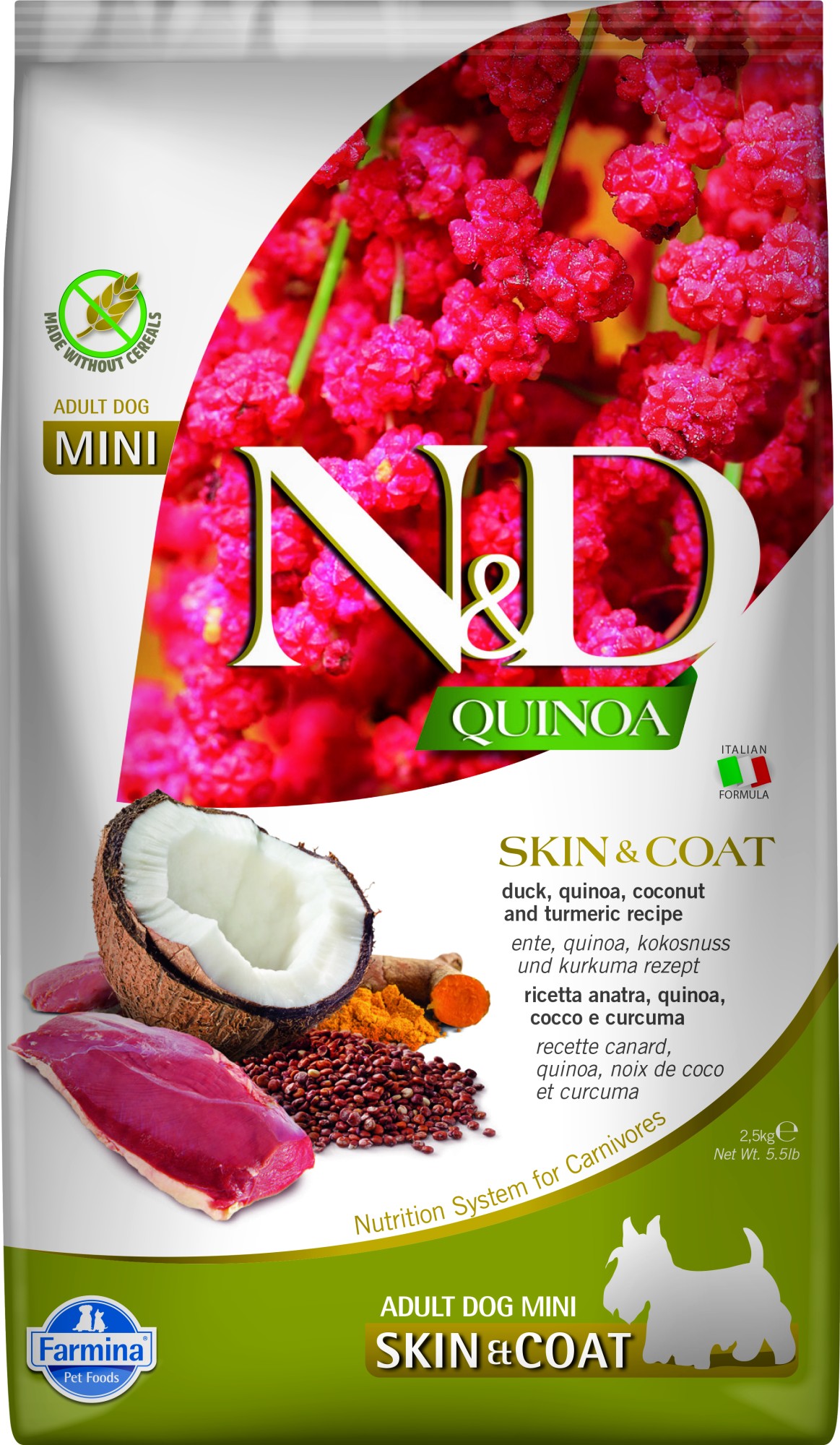 N&D Quinoa hondenvoeding Skin&Coat small breed Eend 2,5 kg