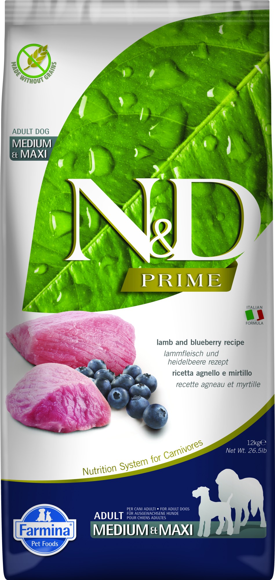 N&D Prime hondenvoeding Lam medium/maxi 12 kg