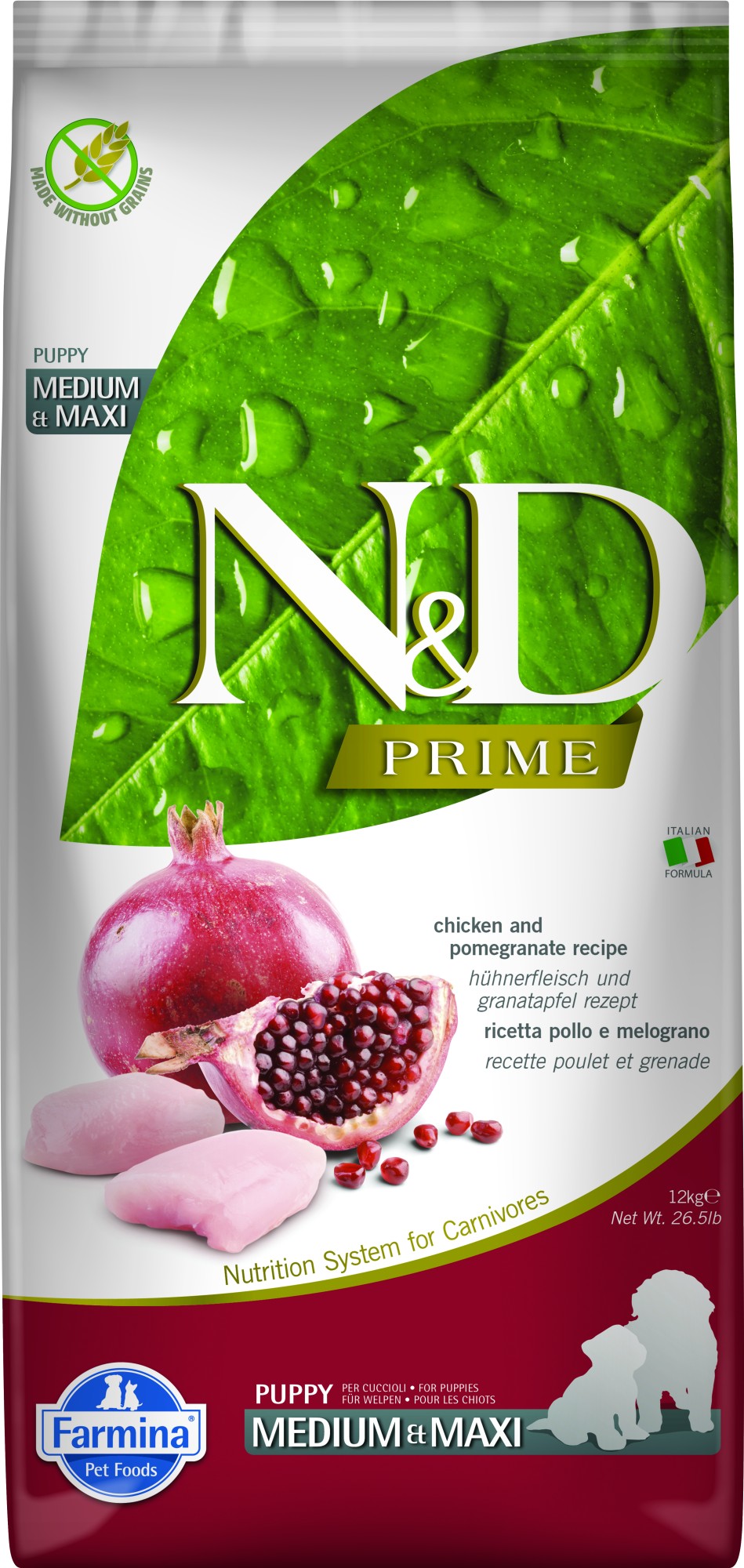 N&D Prime puppyvoeding Kip medium/maxi 12 kg