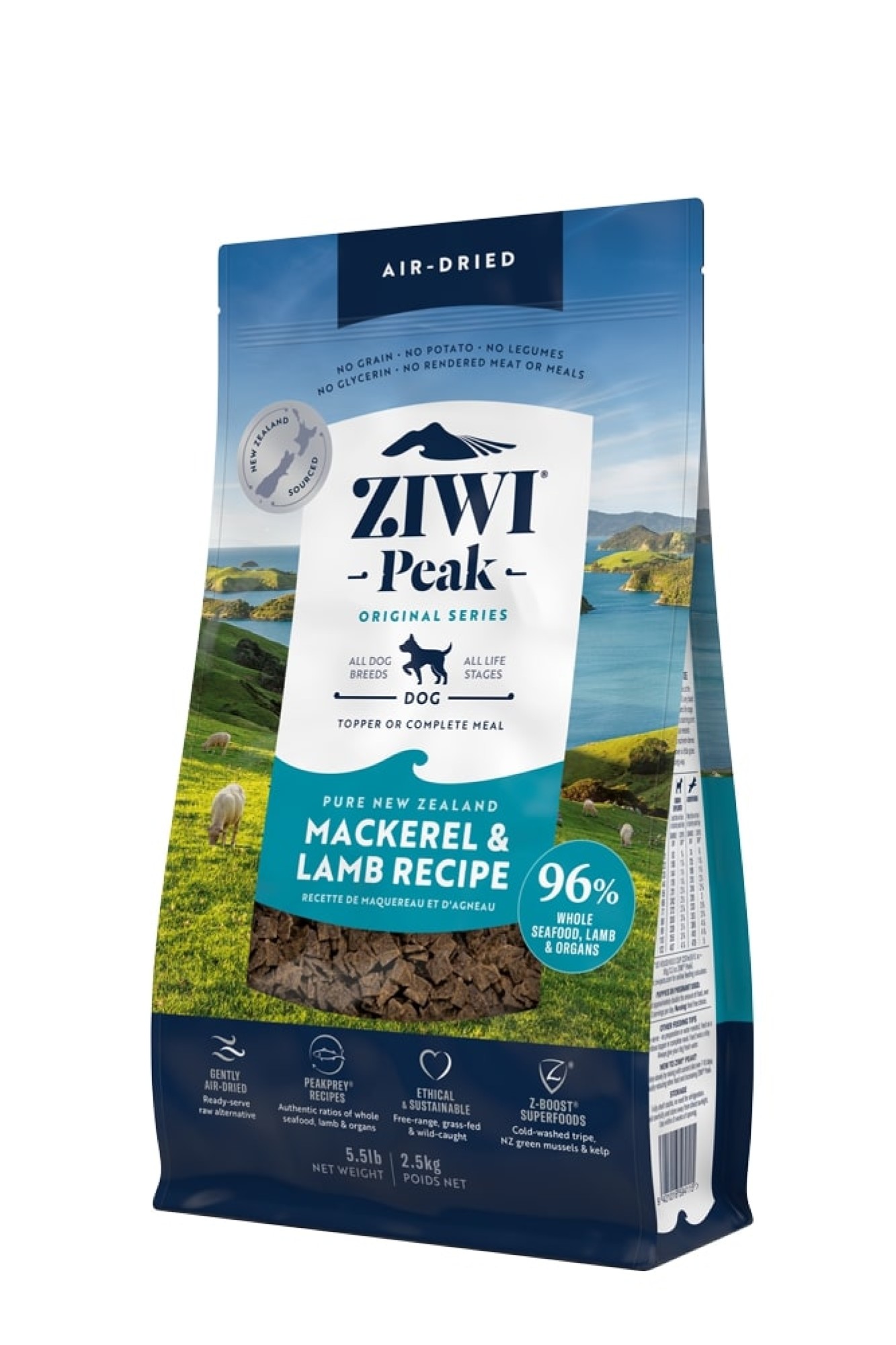 Ziwi Peak Air-Dried hondenvoeding Makreel&Lam 2,5 kg