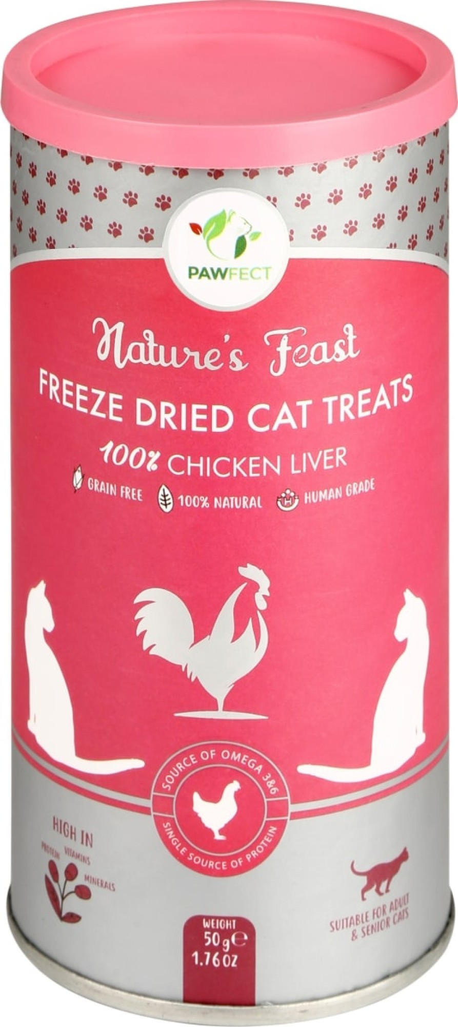 Pawfect Freeze Dried kattensnacks Kippenlever 50 gr.