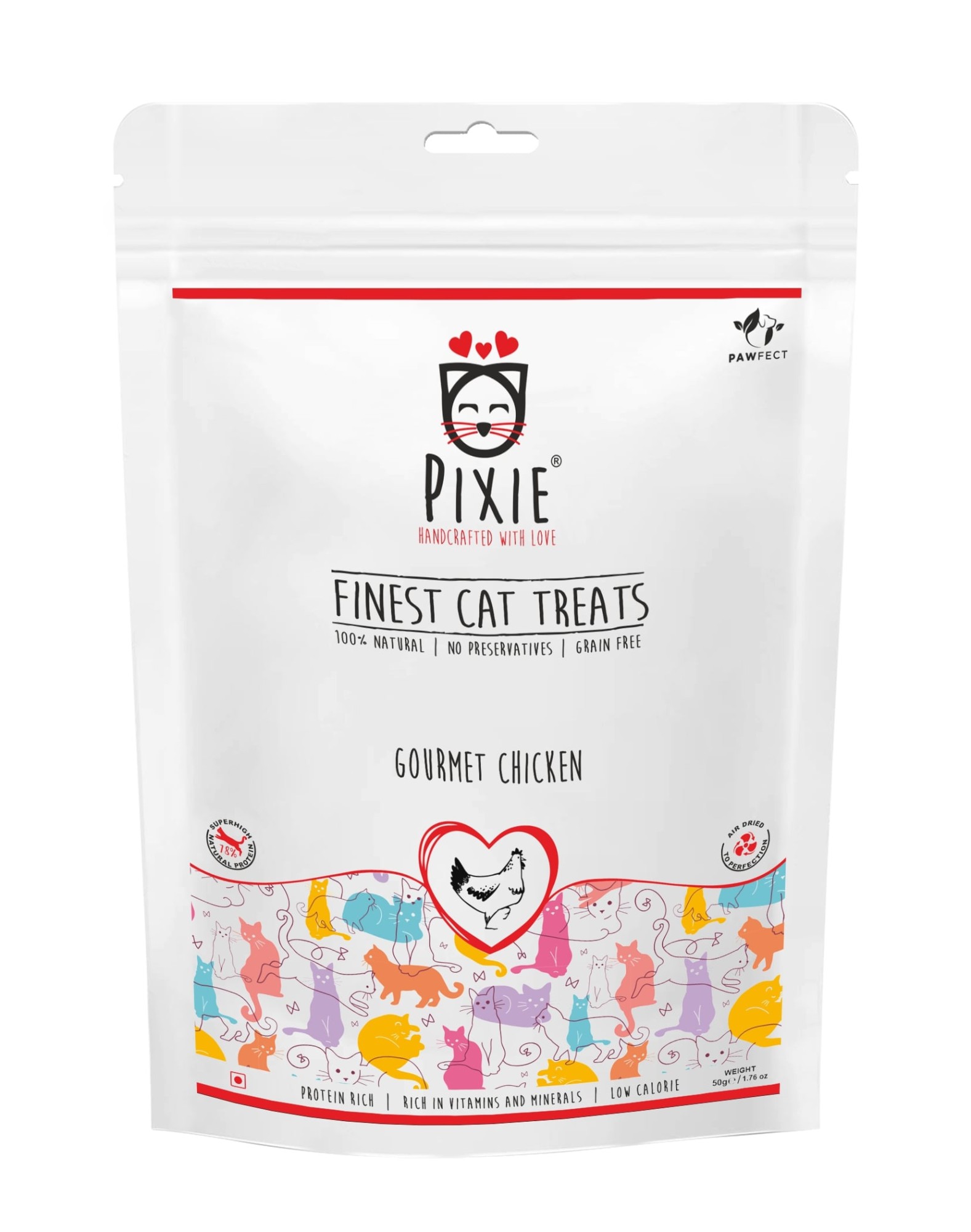 Pawfect Pixie Luchtgedroogde kattensnacks Kip 50 gr.