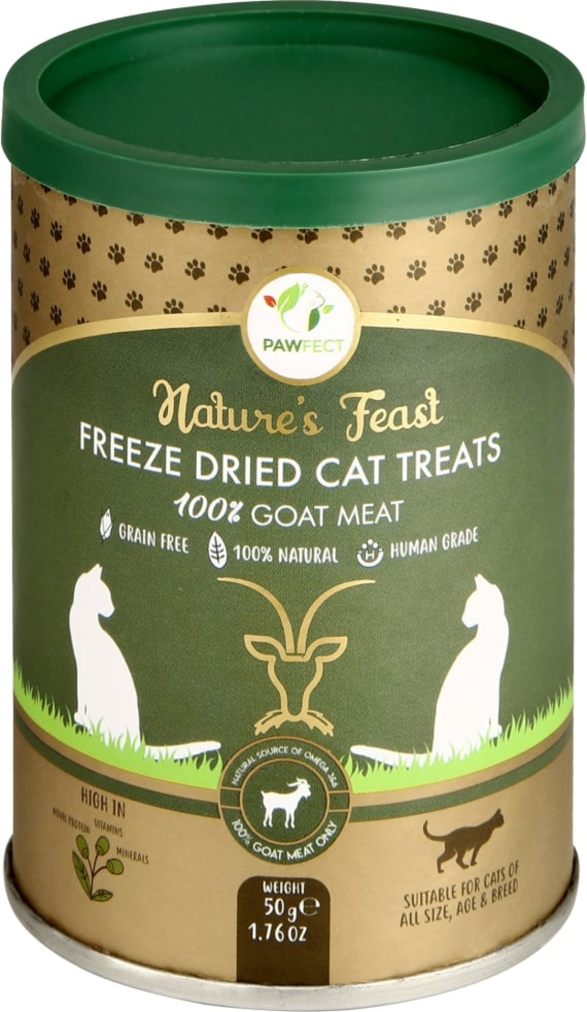 Pawfect Freeze Dried kattensnacks Geit 50 gr.