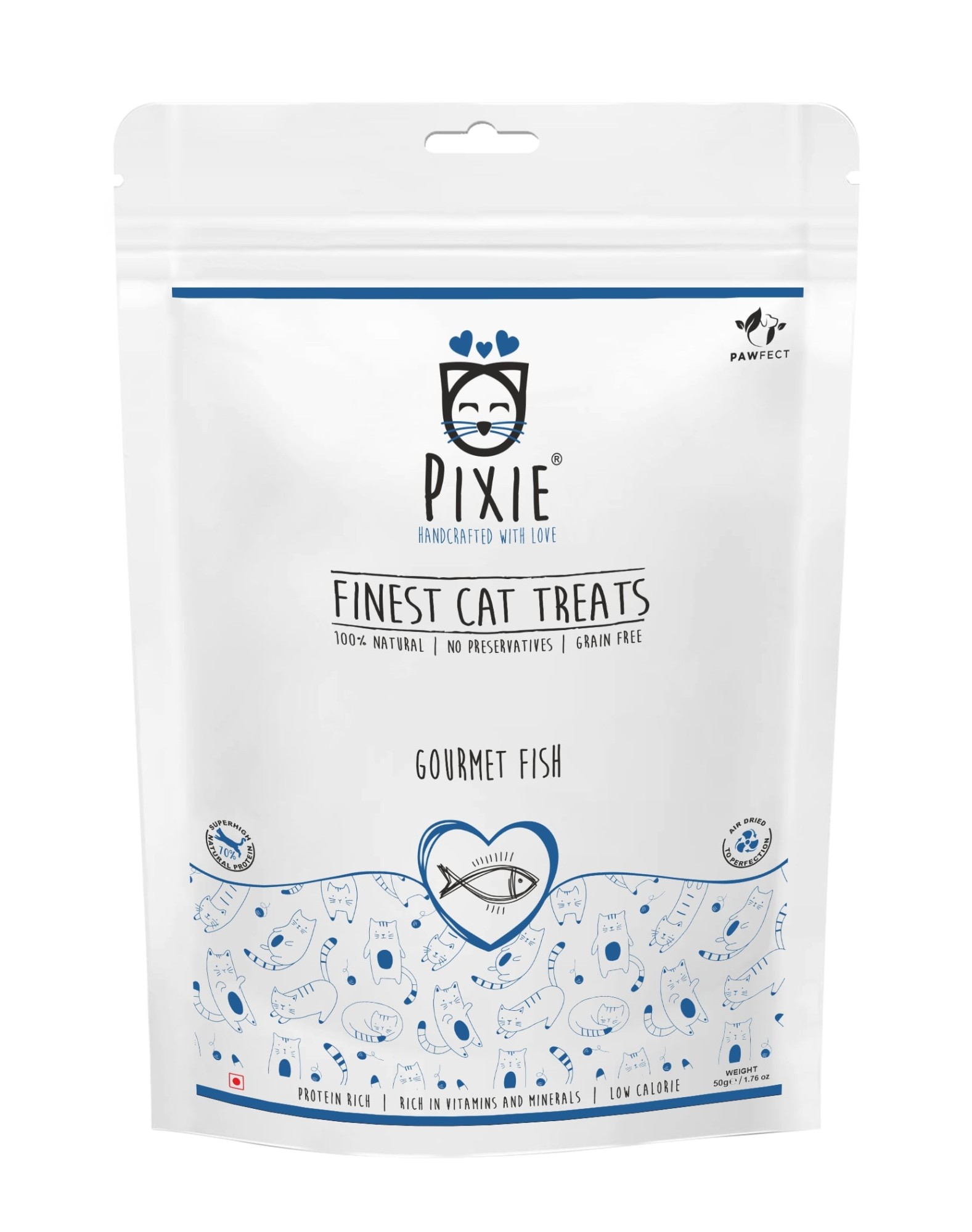 Pawfect Pixie Luchtgedroogde kattensnacks Vis 50 gr.