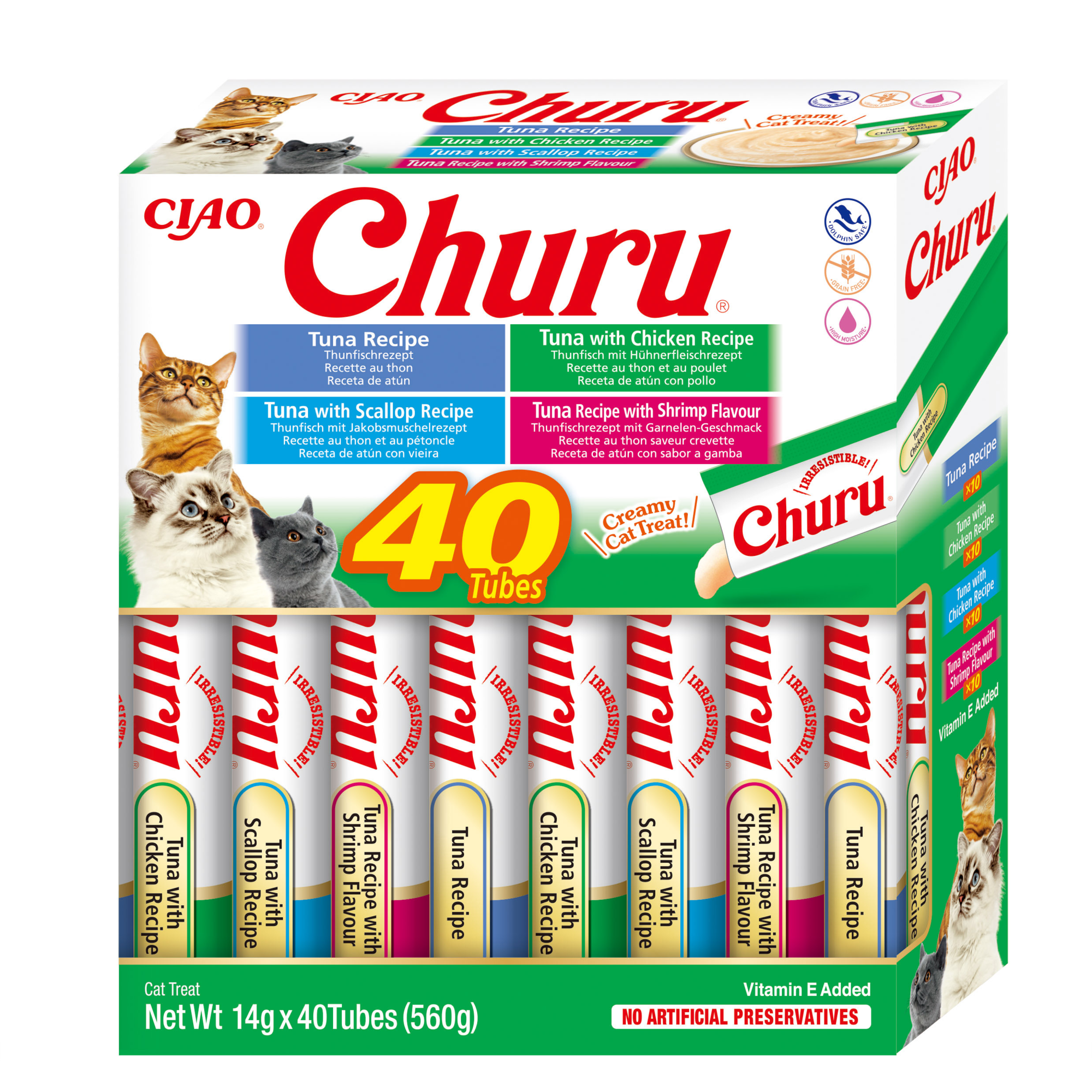 Inaba Churu kat Multipack Tonijn en Zeevruchten - 40 stuks