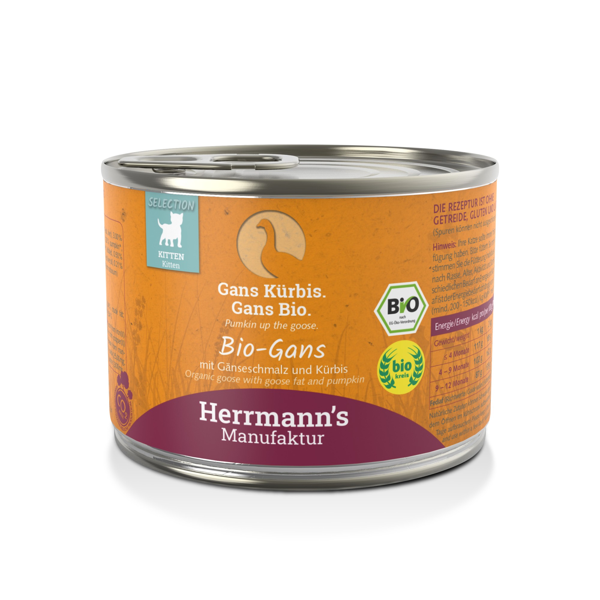 Herrmann's Bio Kitten Gans met Ganzenvet 200 gr.