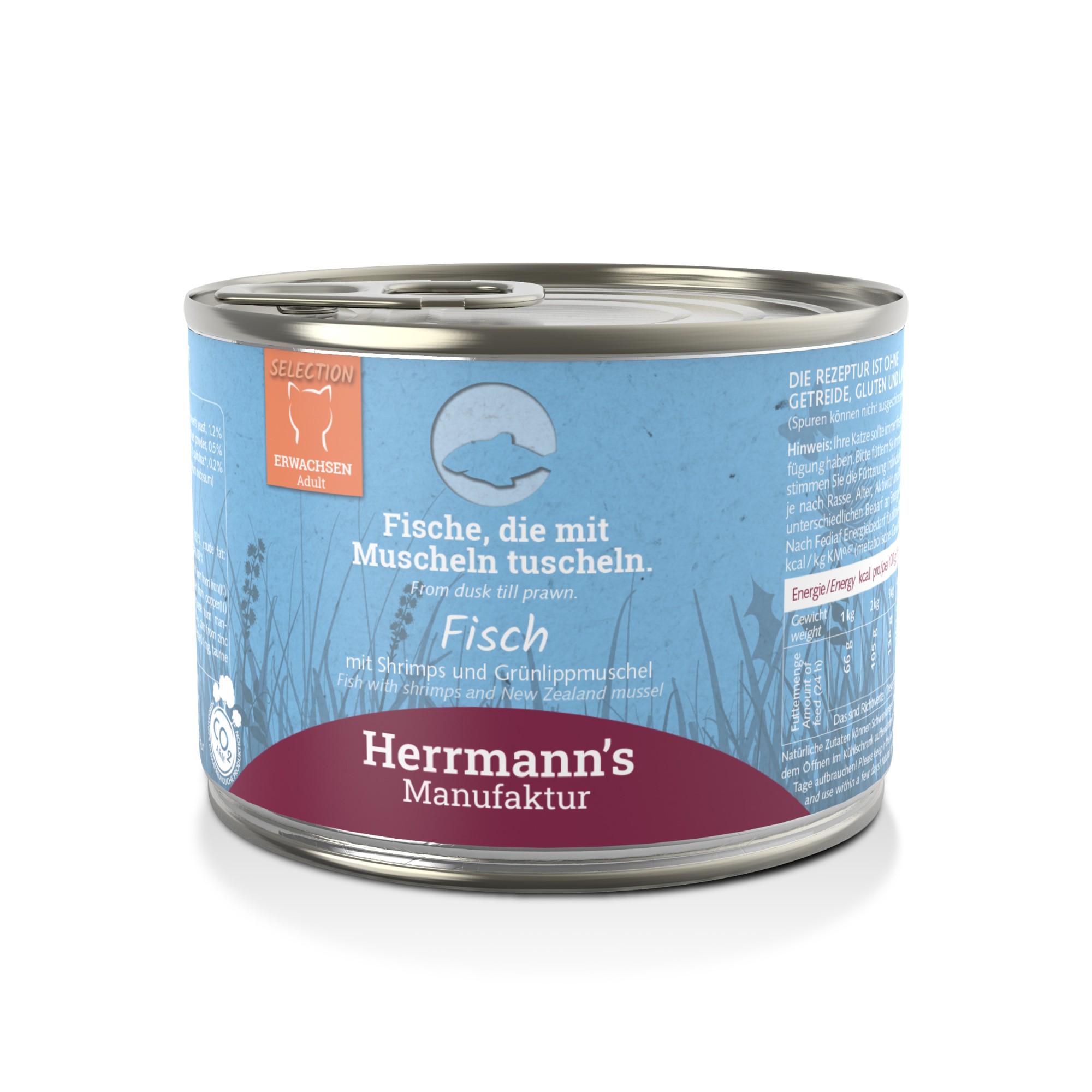 Herrmann's natvoeding voor de kat Vis met garnalen 200 gr.