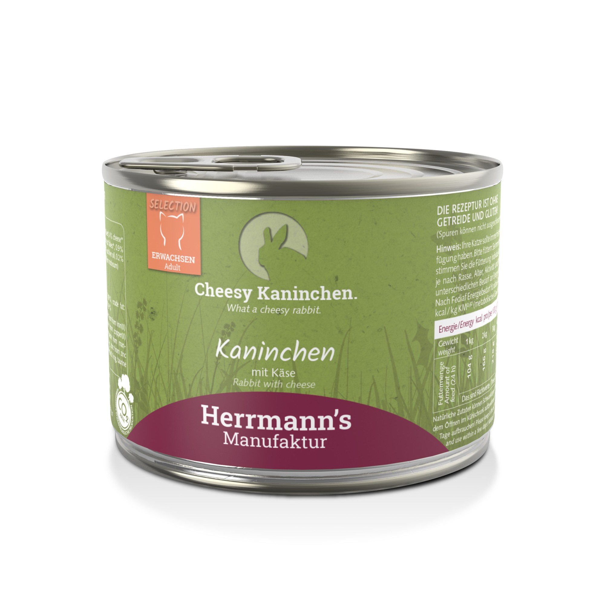 Herrmann's natvoeding voor de kat Konijn met kaas 200 gr.