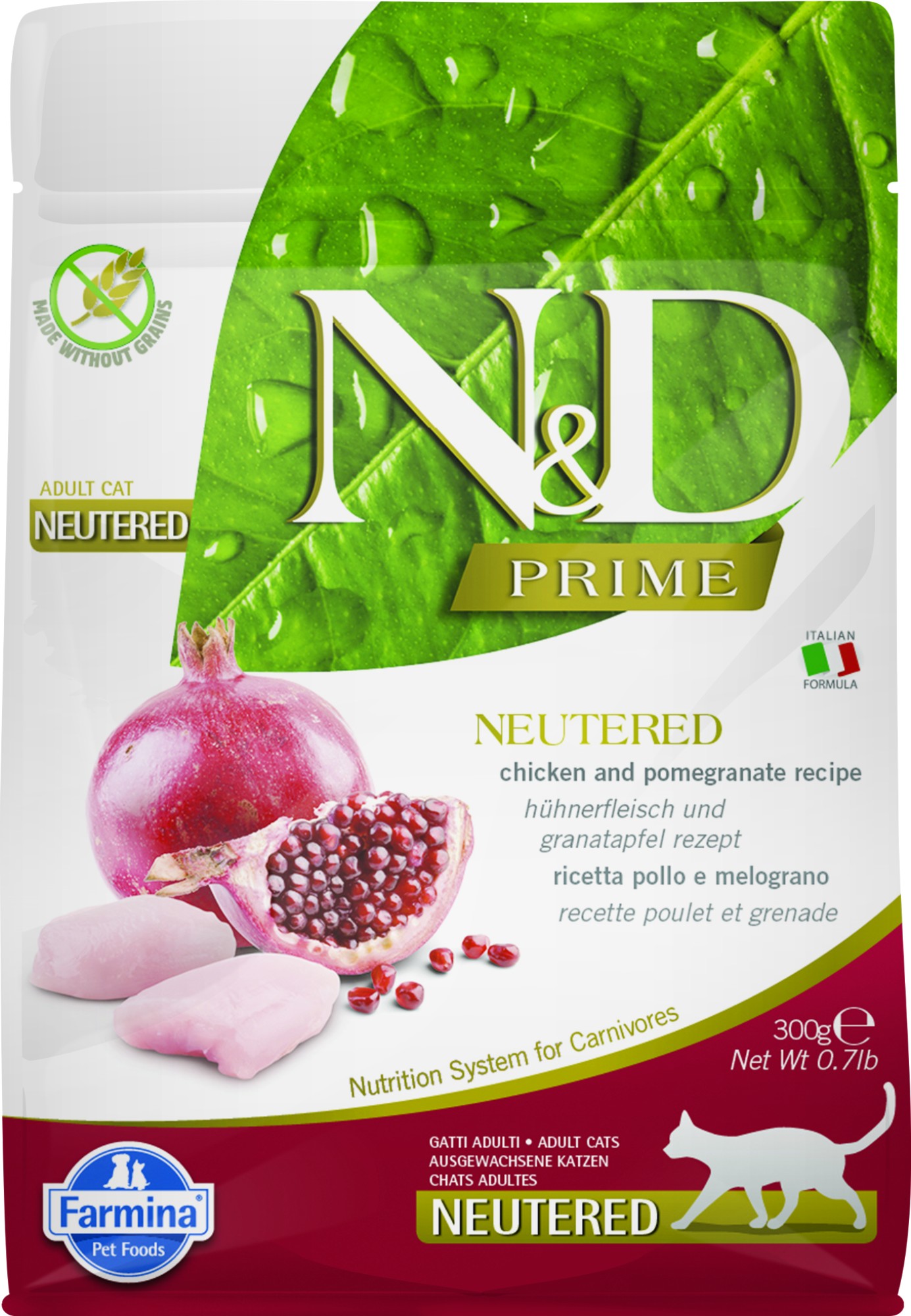 N&D Prime voeding voor de gecastreerde kat Kip 300 gr.