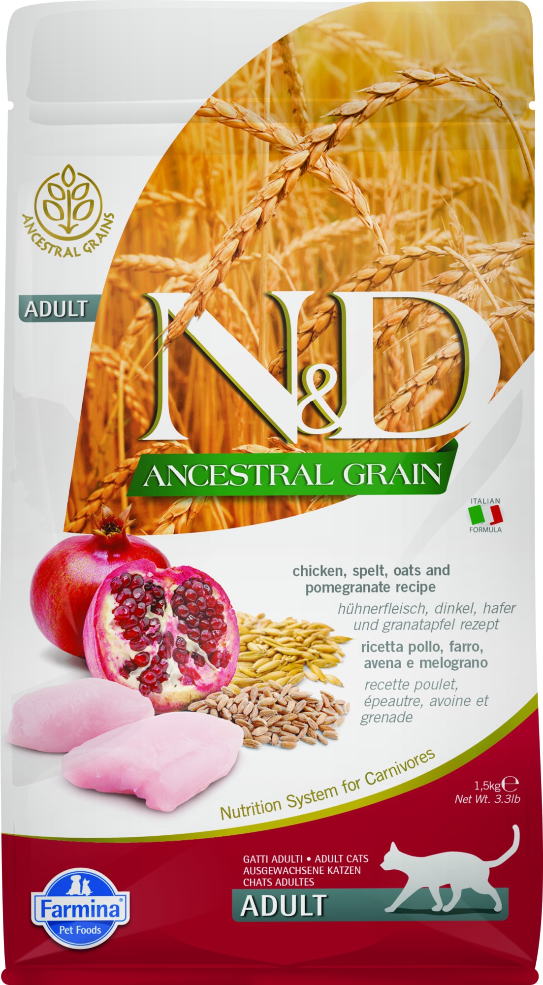 N&D Ancestral Grain kattenvoeding Kip 1,5 kg