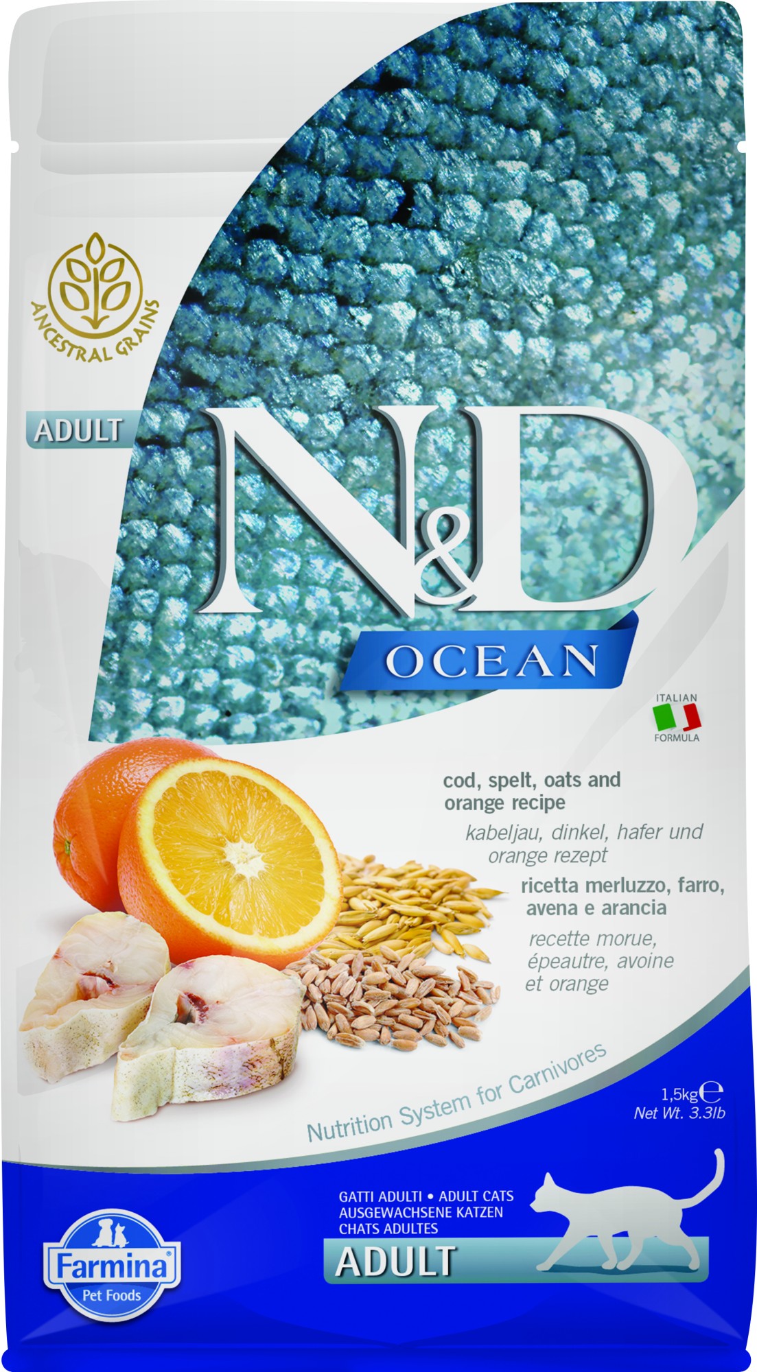N&D Ocean kattenvoeding Kabeljauw 1,5 kg