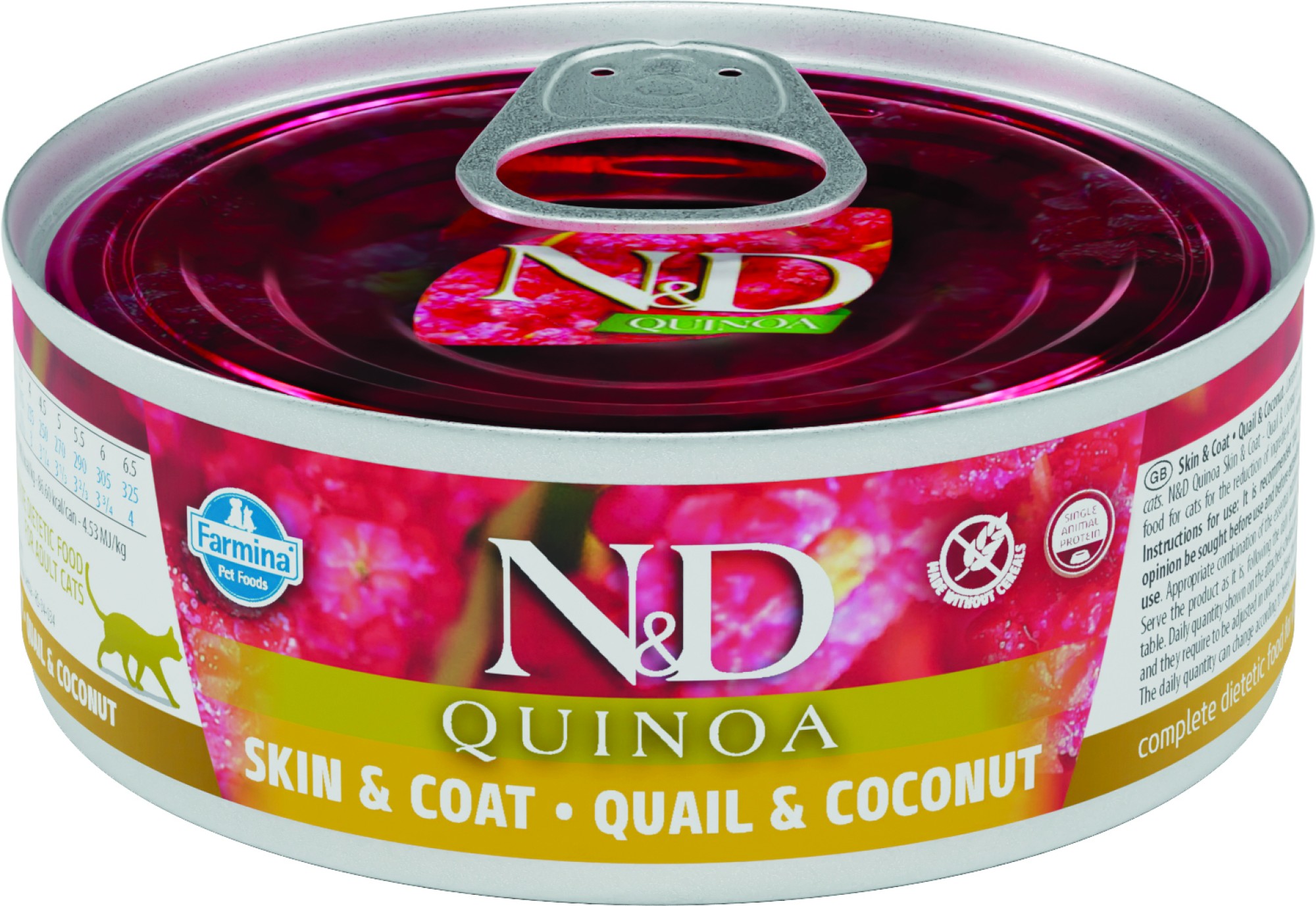 N&D Quinoa natvoeding voor de kat Skin&Coat Kwartel 80 gr. - per 24 stuks