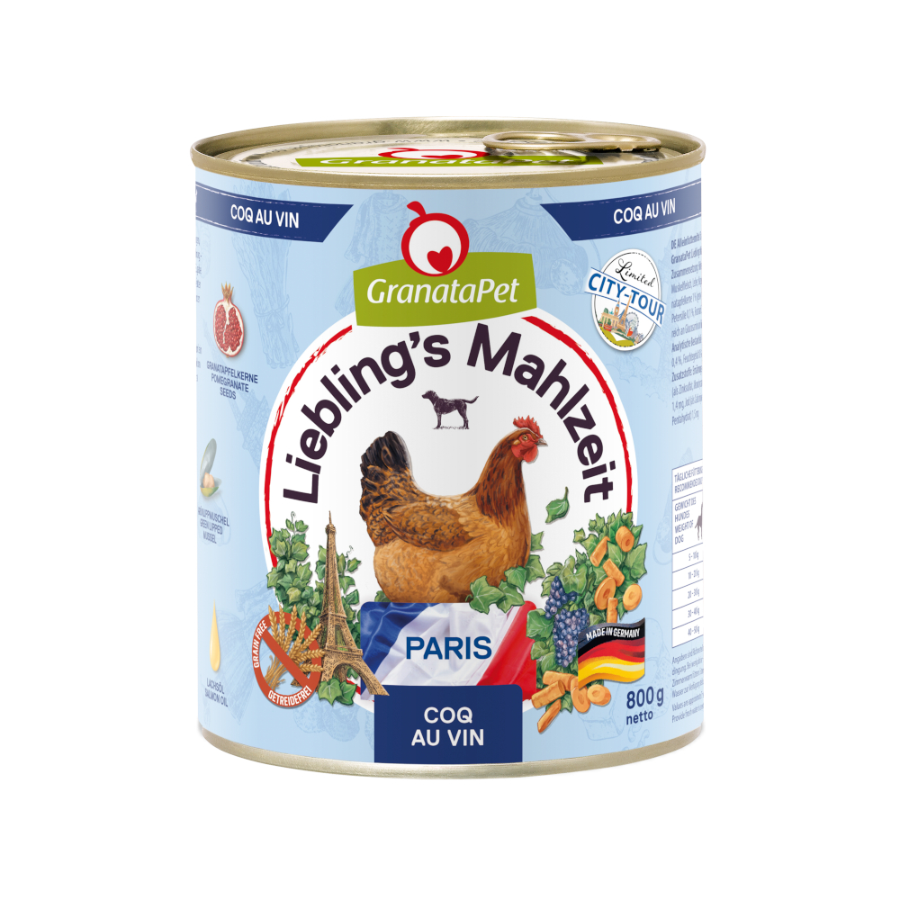 Granatapet 6 x 800g  Lievelingsmaaltijd City Tour Paris nat hondenvoer