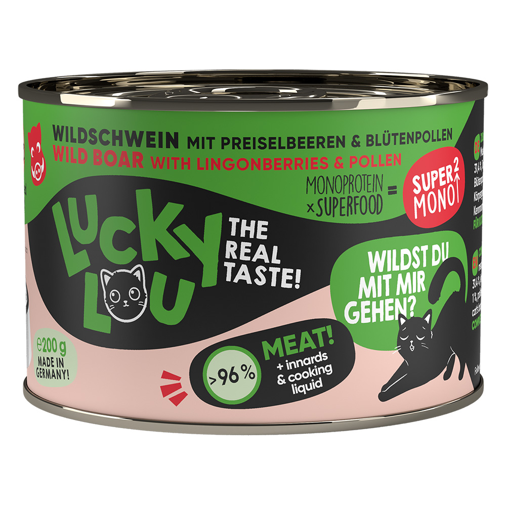 Lucky Lou 6x 200g  SuperMono² Wild Zwijn kattenvoer nat