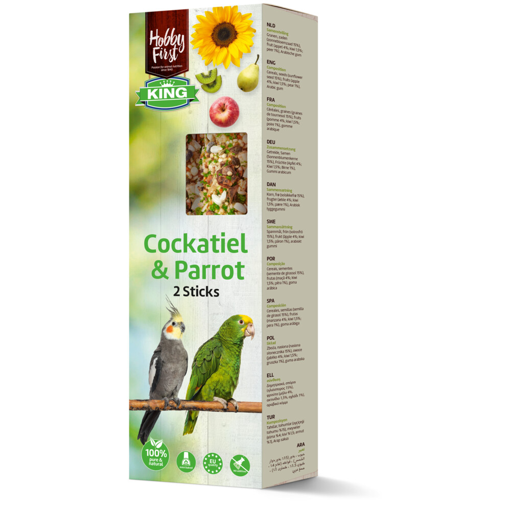 HobbyFirst King Sticks Valkparkieten&Papegaai Fruit 180 gr