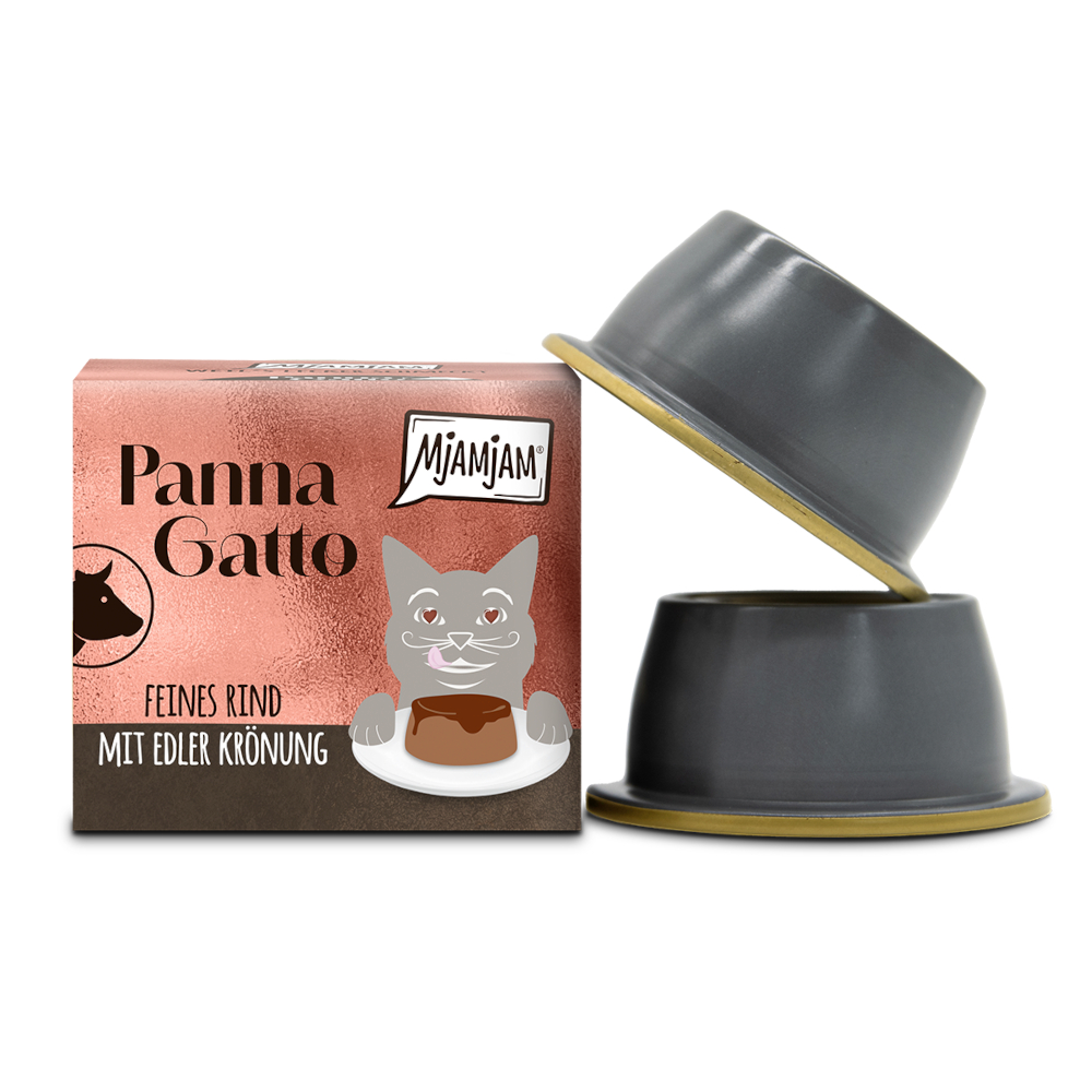 MjAMjAM 2x80g Fijn Rundvlees met verfijnde topping  Panna Gatto natvoer voor katten