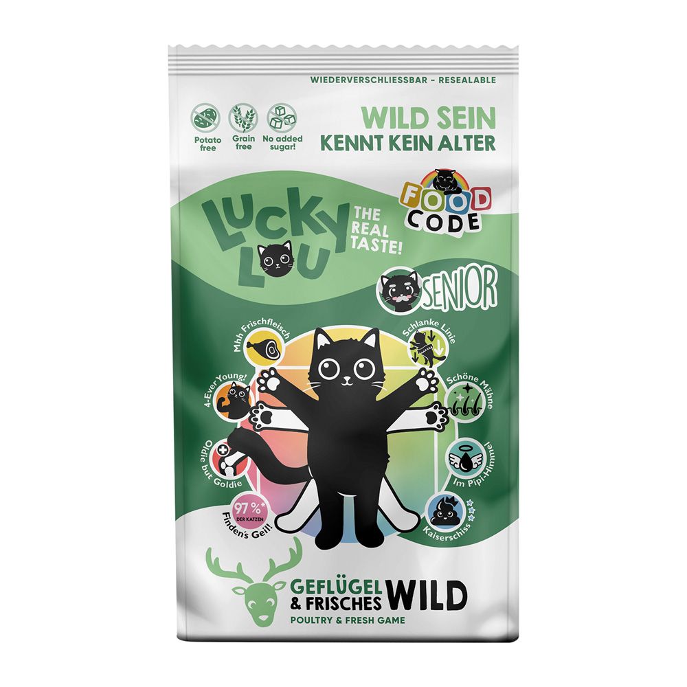 Lucky Lou 9kg  Senior Gevogelte & Wild droogvoer voor katten