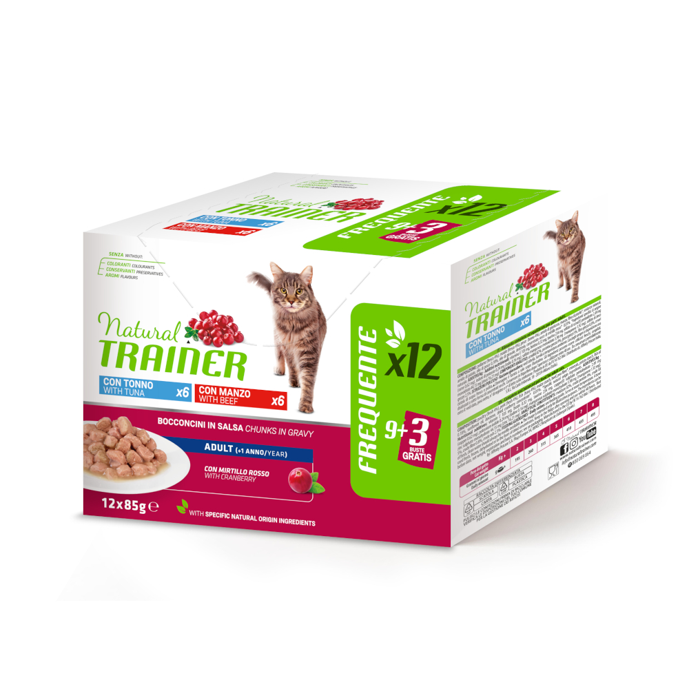 Trainer Natural Cat Natural Trainer Adult 12 x 85 g Natvoer voor Katten - mixverpakking: Tonijn & Rundvlees