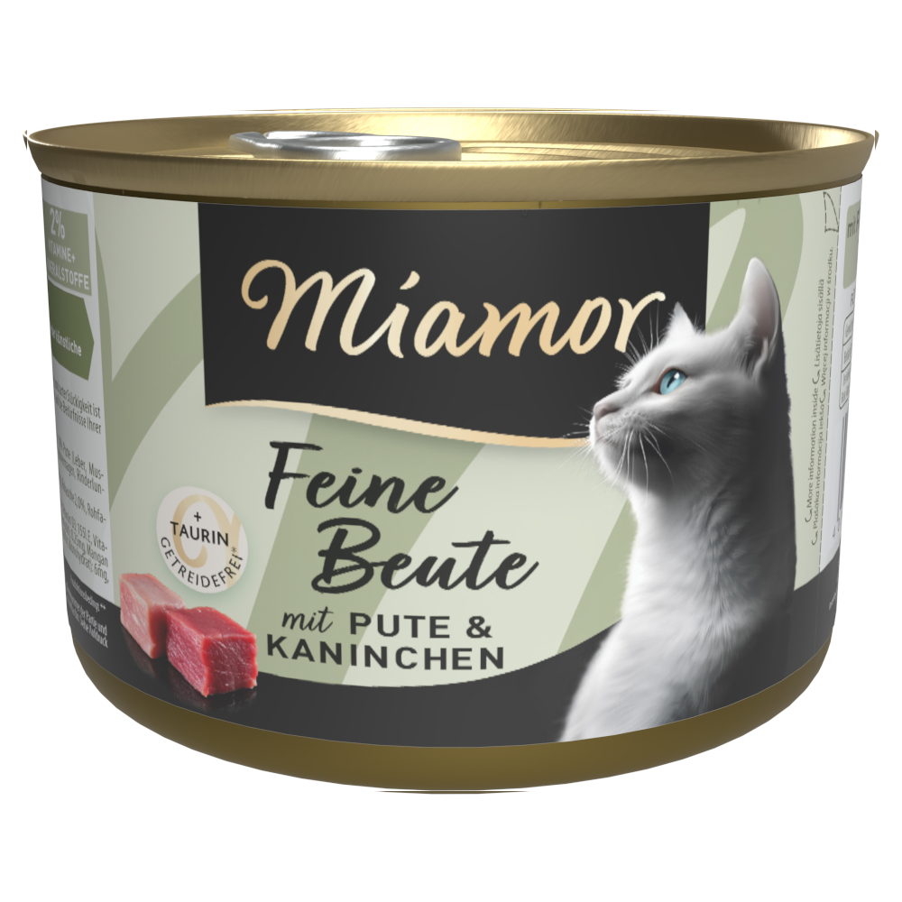 Miamor Fijne Prooi Kattenvoer 12 x 185 g - Kalkoen & Konijn