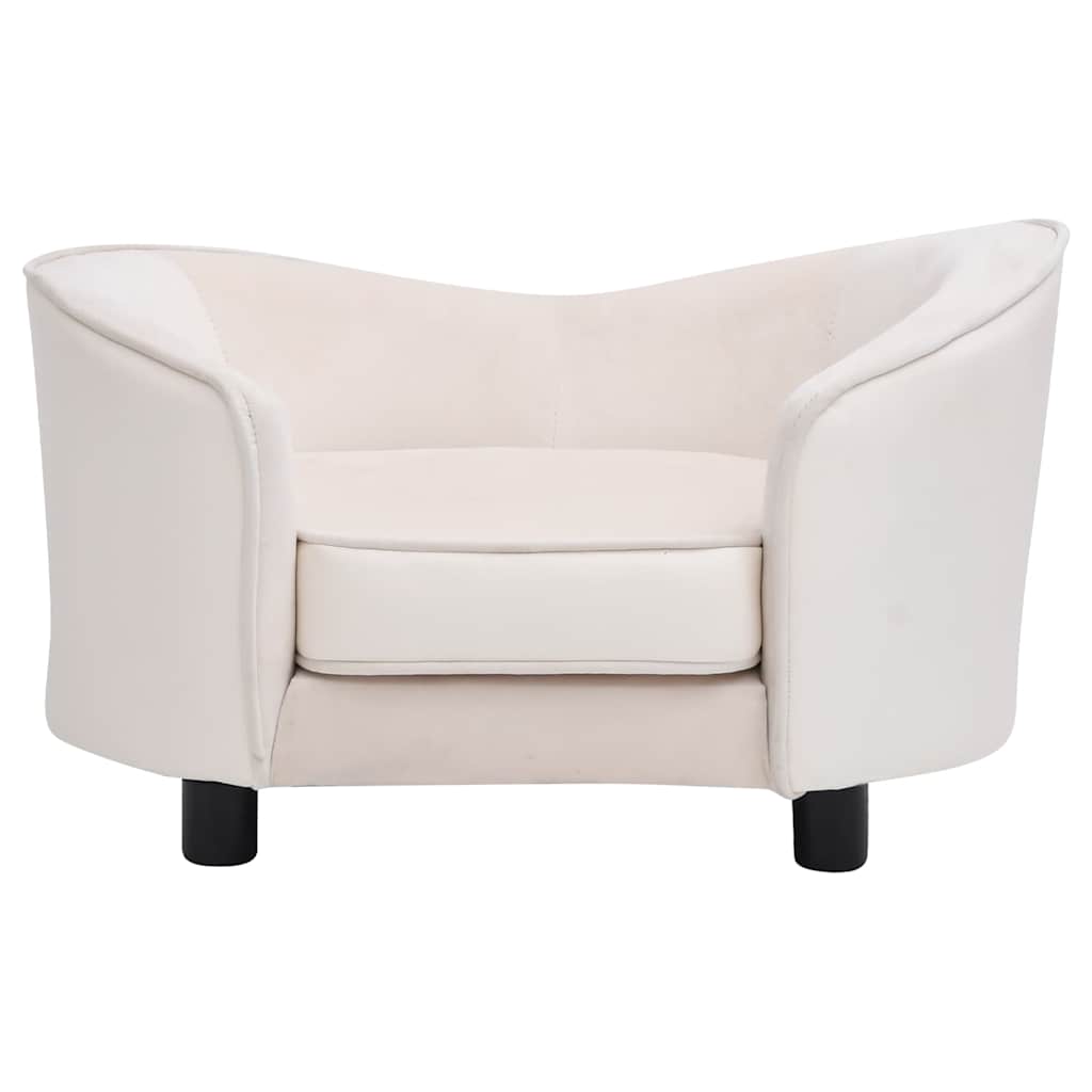 vidaXL Hondenbank 69x49x40 cm pluche en kunstleer crèmekleurig