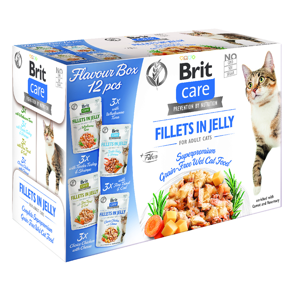 Brit Care 24x85g  Cat Fillets in Gravy & Jelly Flavour box nat kattenvoer
