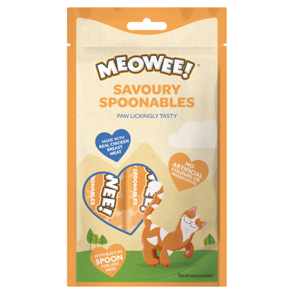 Meowee! 112g  Savoury Lepelhapje kattensnacks met kip