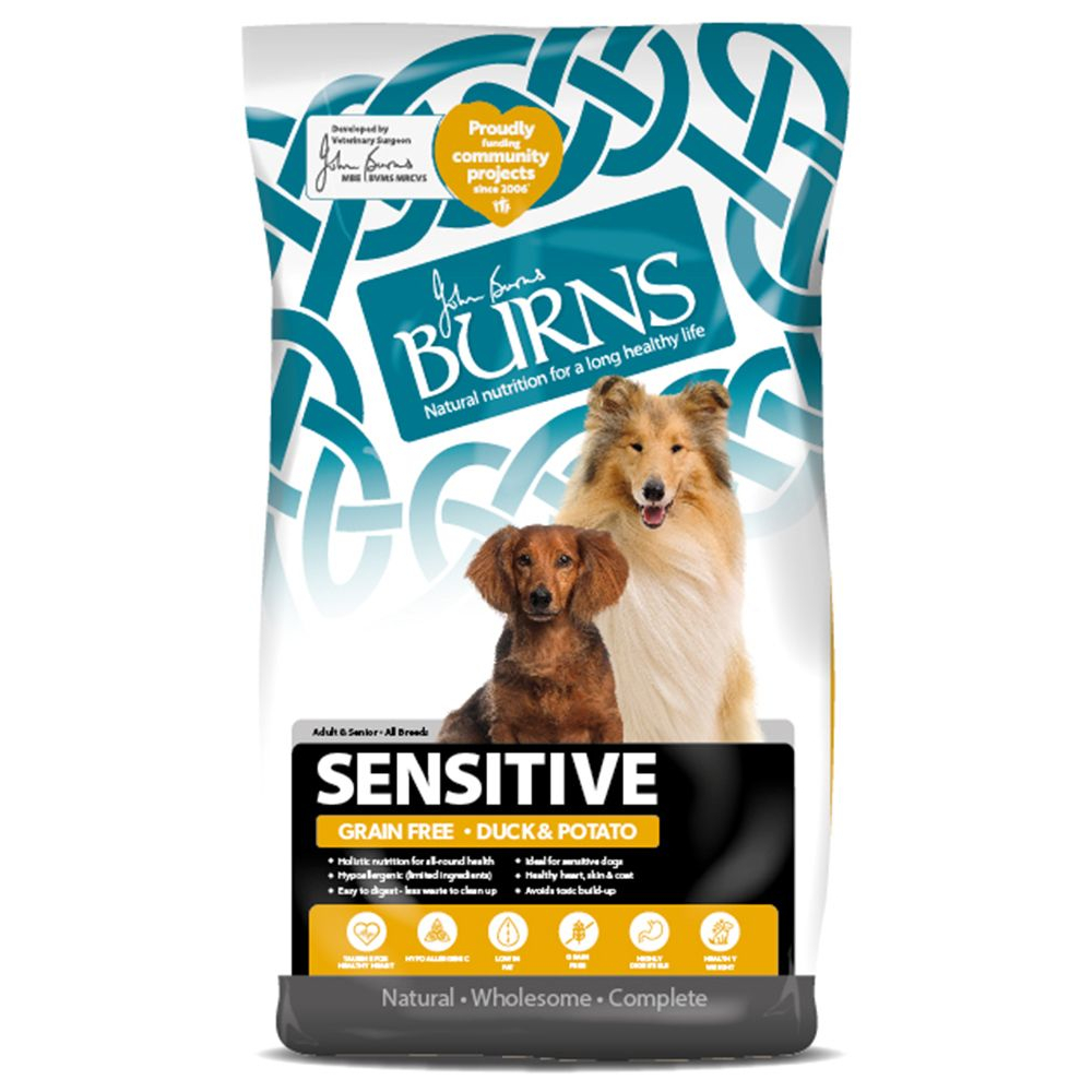 Burns 12kg  Sensitive graanvrij eend & Aardappel droogvoer voor honden