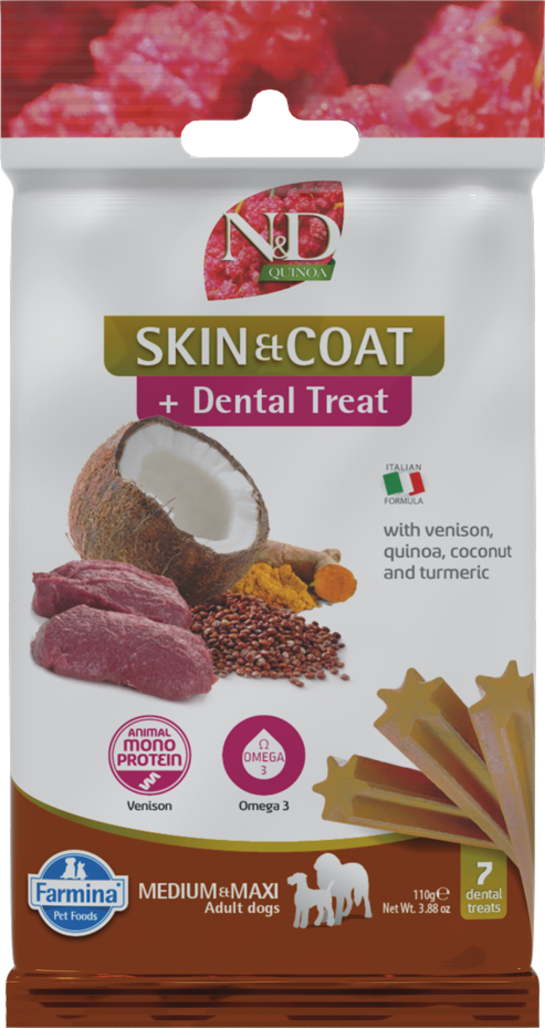 N&D Dental Treats Quinoa Skin&Coat Hert medium/maxi
