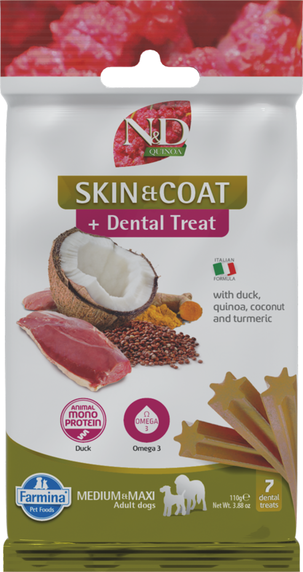 N&D Dental Treats Quinoa Skin&Coat Eend medium/maxi
